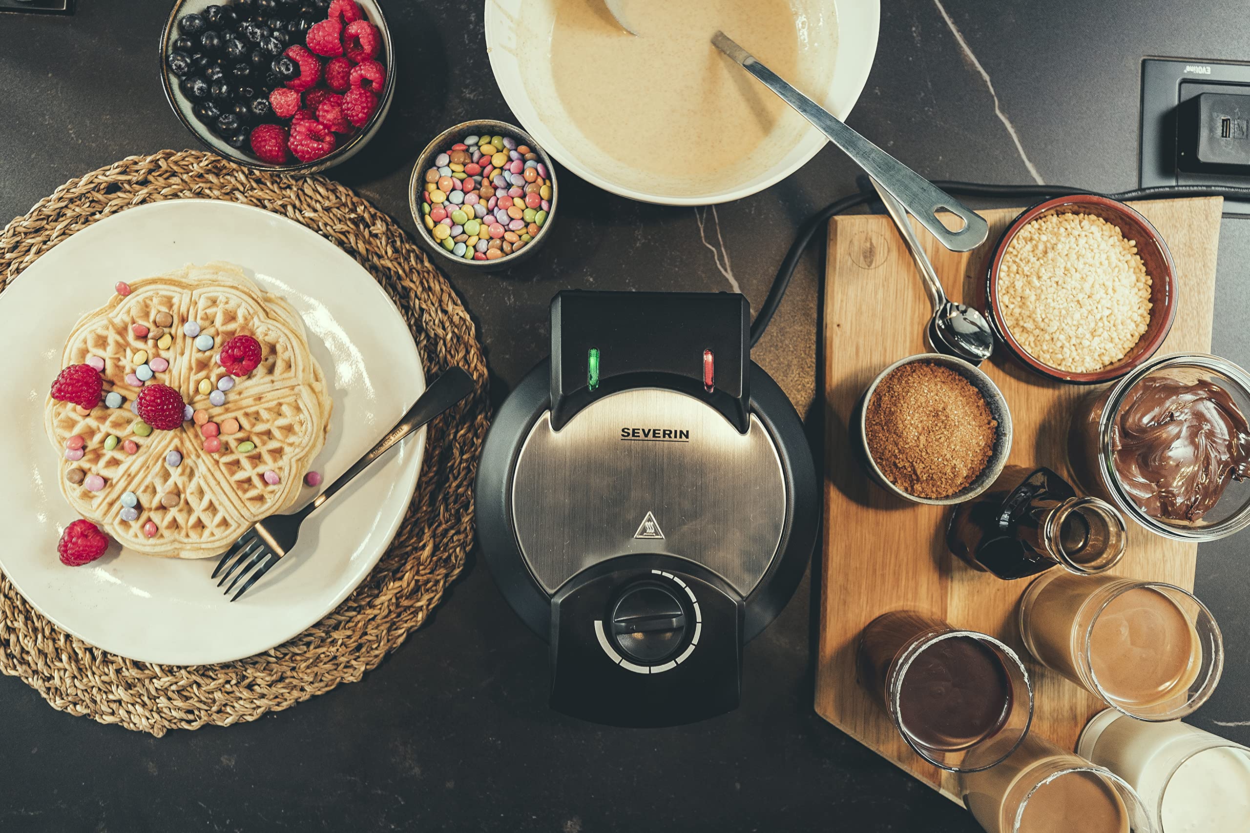 Severin WA 2103 macchina waffle cuore nero-inox 1300W