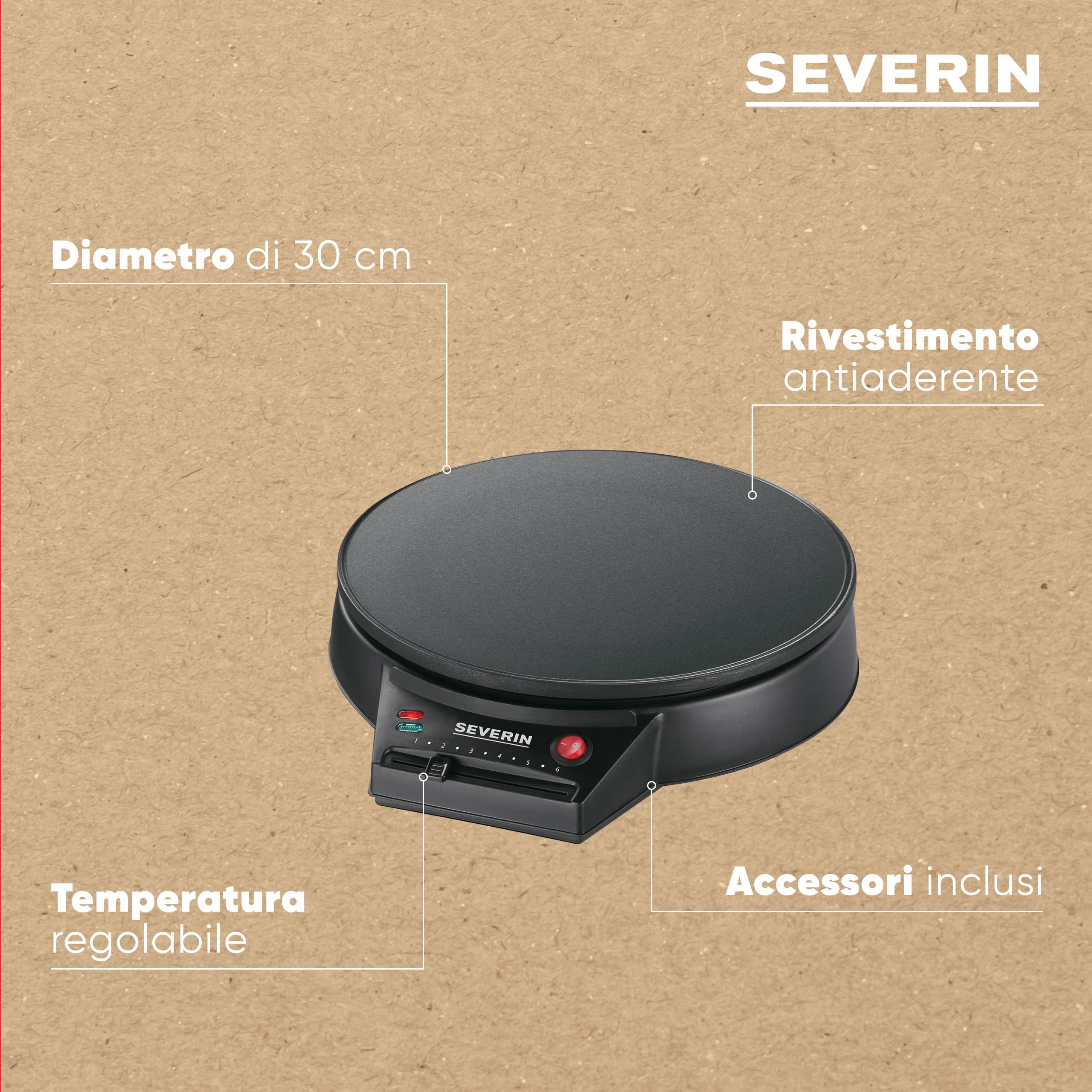 SEVERIN CM 2198 crepiera elettrica 30 cm 1000W antiaderente