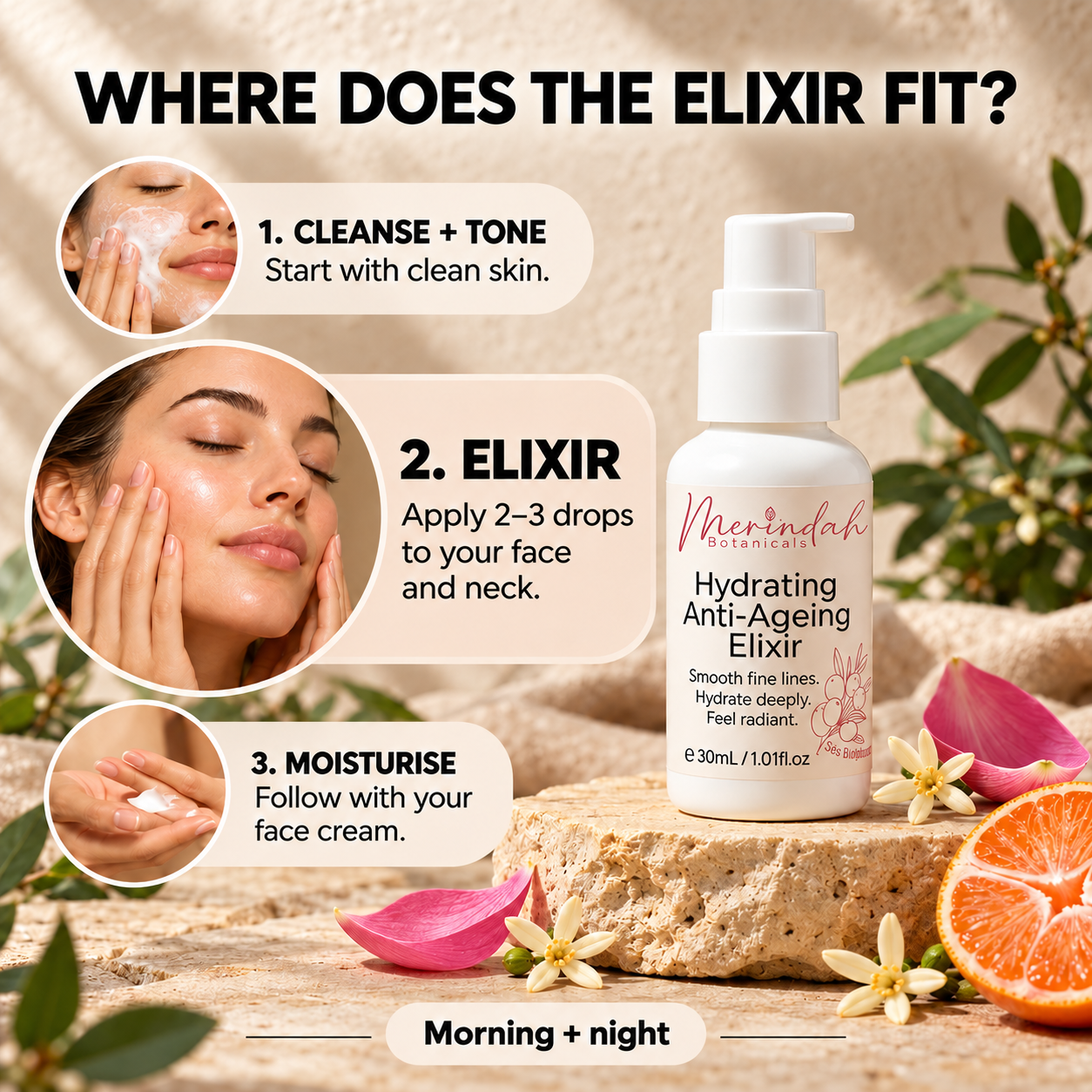 Merindah Botanicals Face Care Elixir siero viso idratante