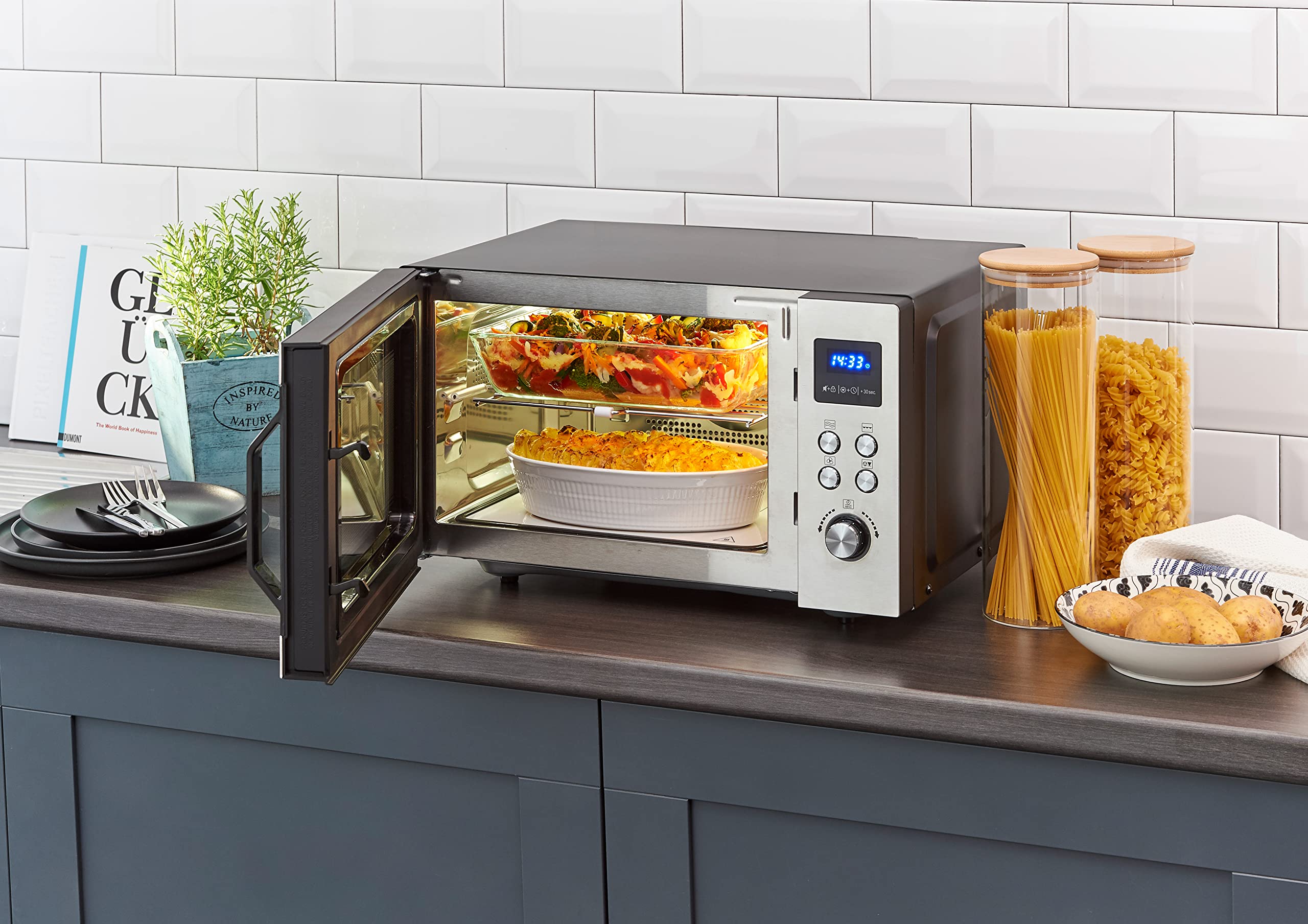 Severin MW 7777 microonde 3in1 grill aria calda nero inox