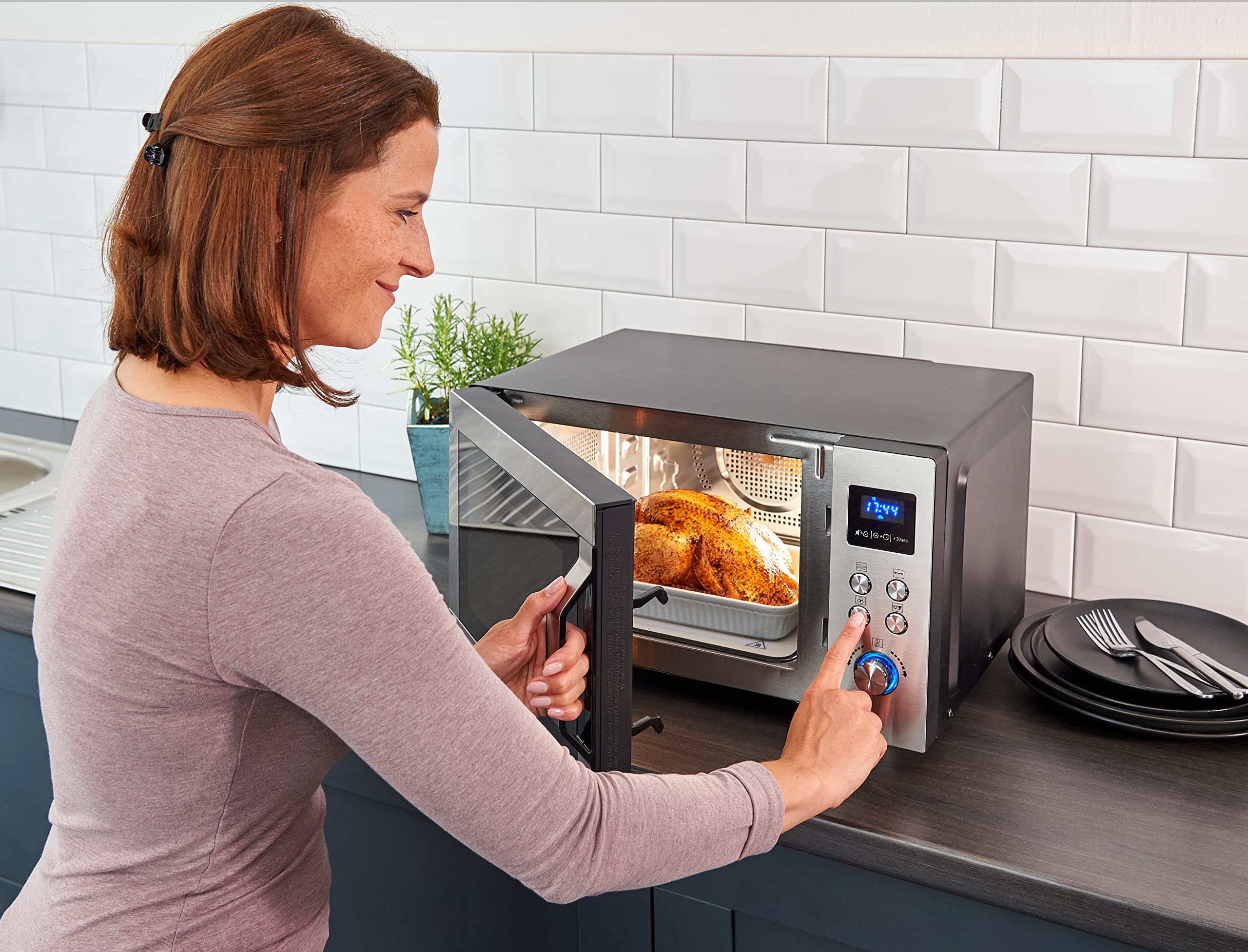 Severin MW 7777 microonde 3in1 grill aria calda nero inox