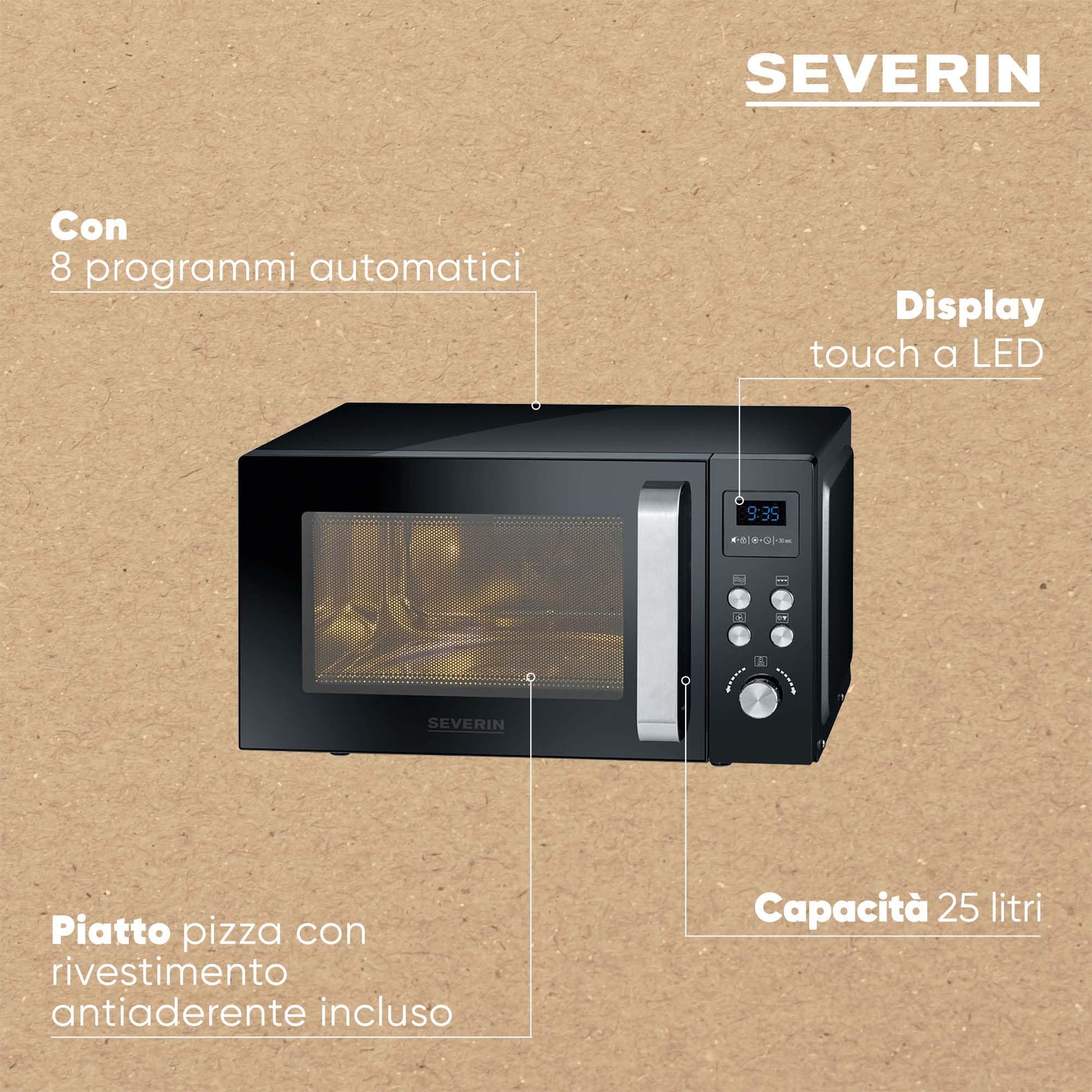 Severin MW 7752 Microonde 3in1 Grill 25 L Nero Pizza