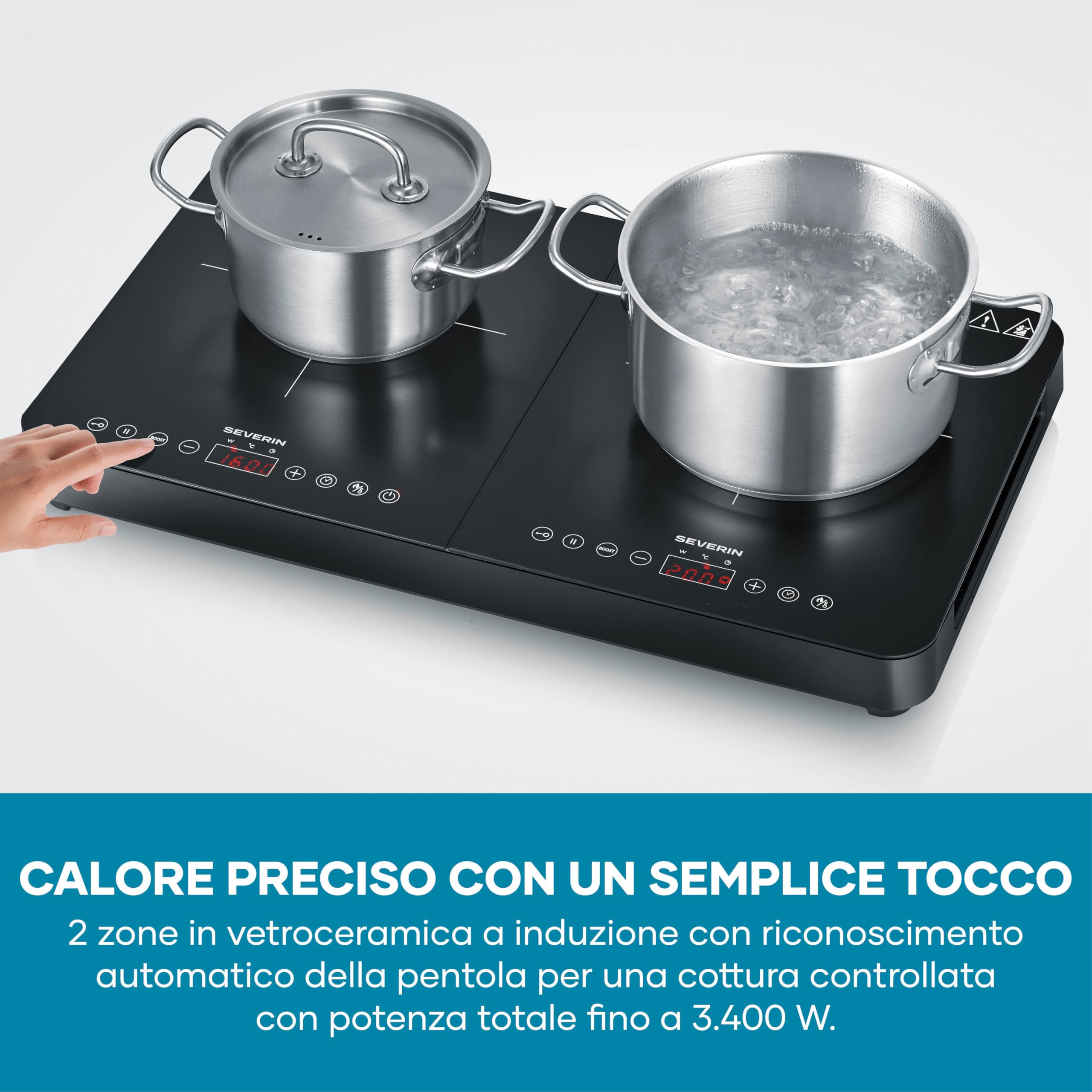 Severin DK 1028 piastra a induzione doppia 3400W nera