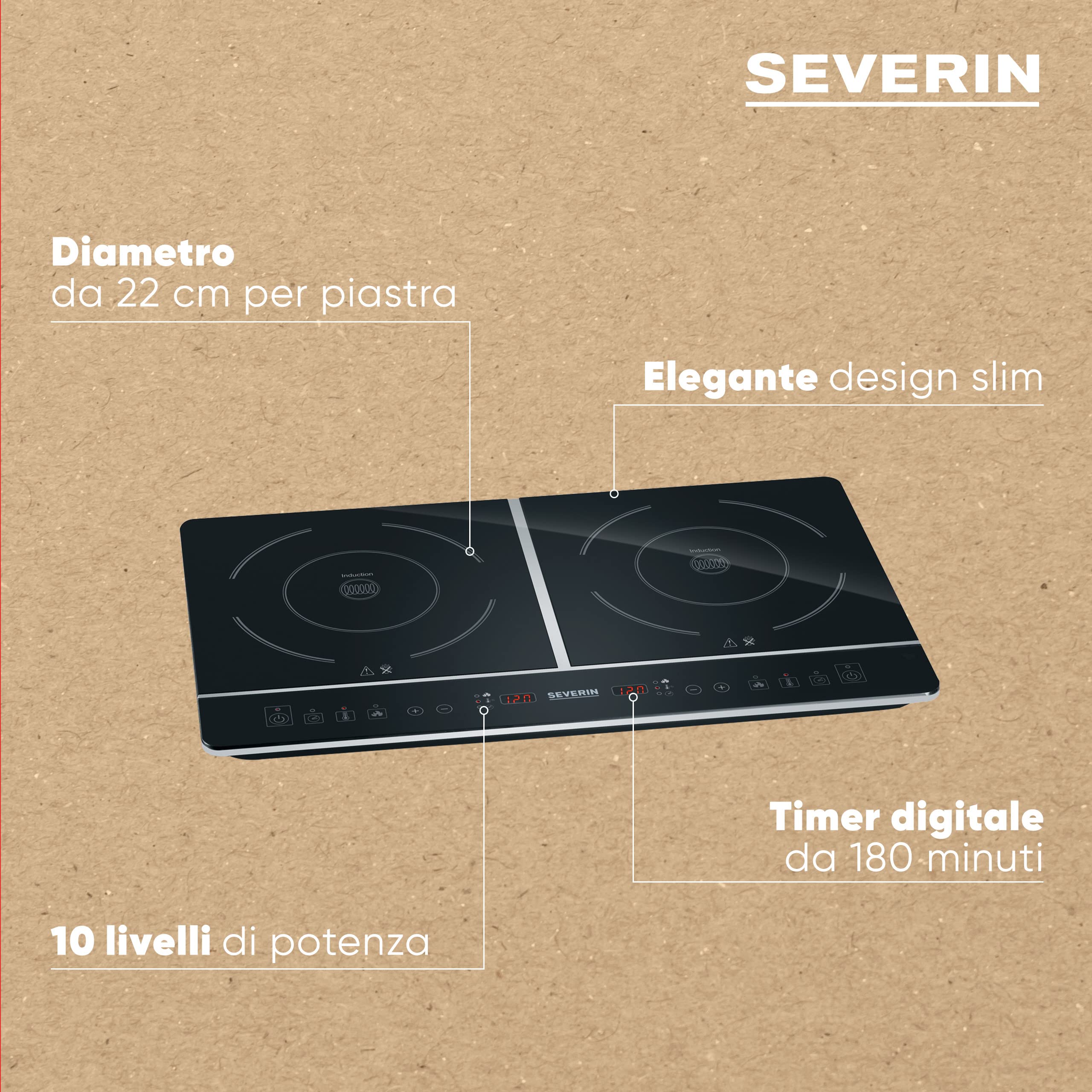 Severin DK 1031 Piastra Induzione Doppia 3400 W Touch