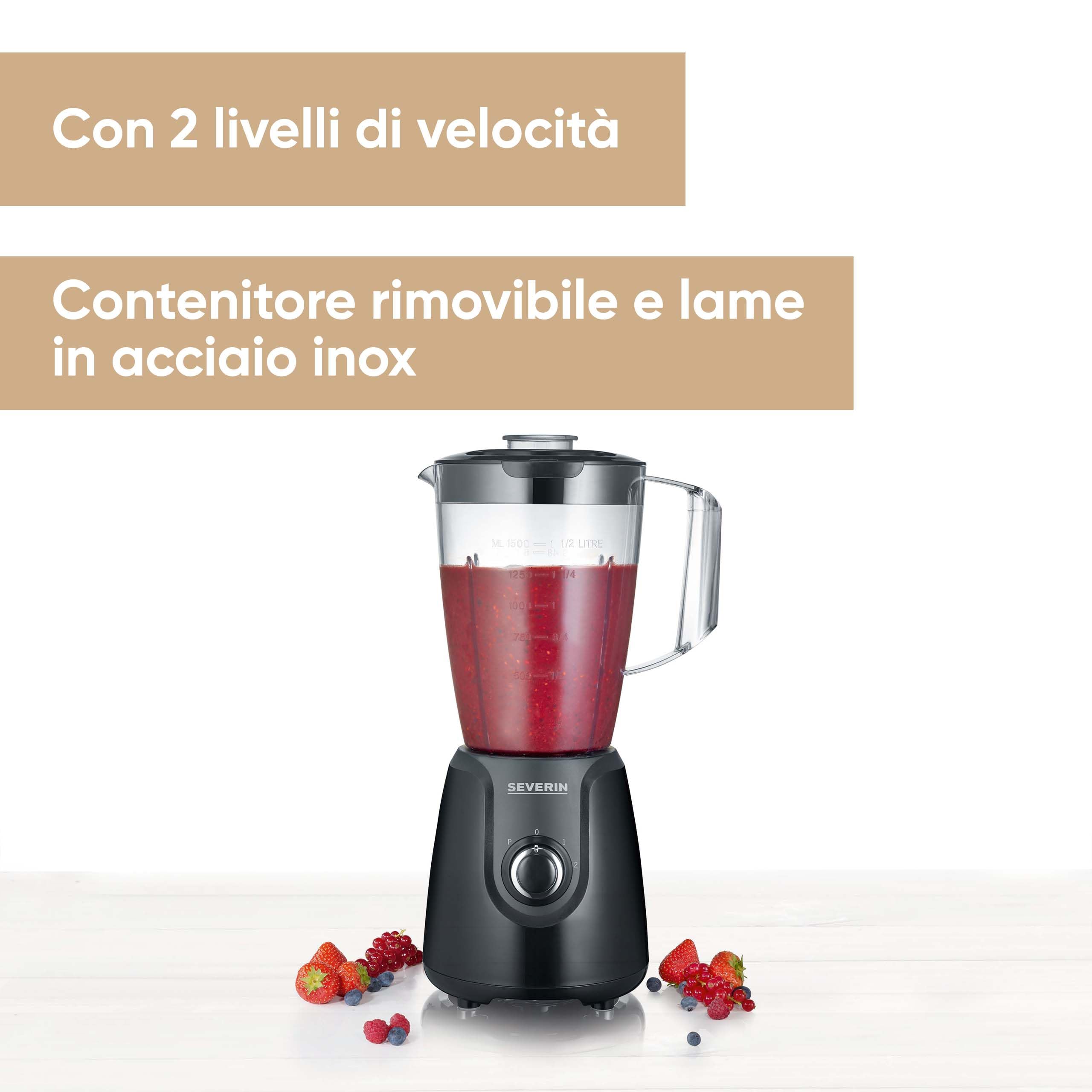 Severin SM 3707 frullatore nero 1,5L 600W tritan