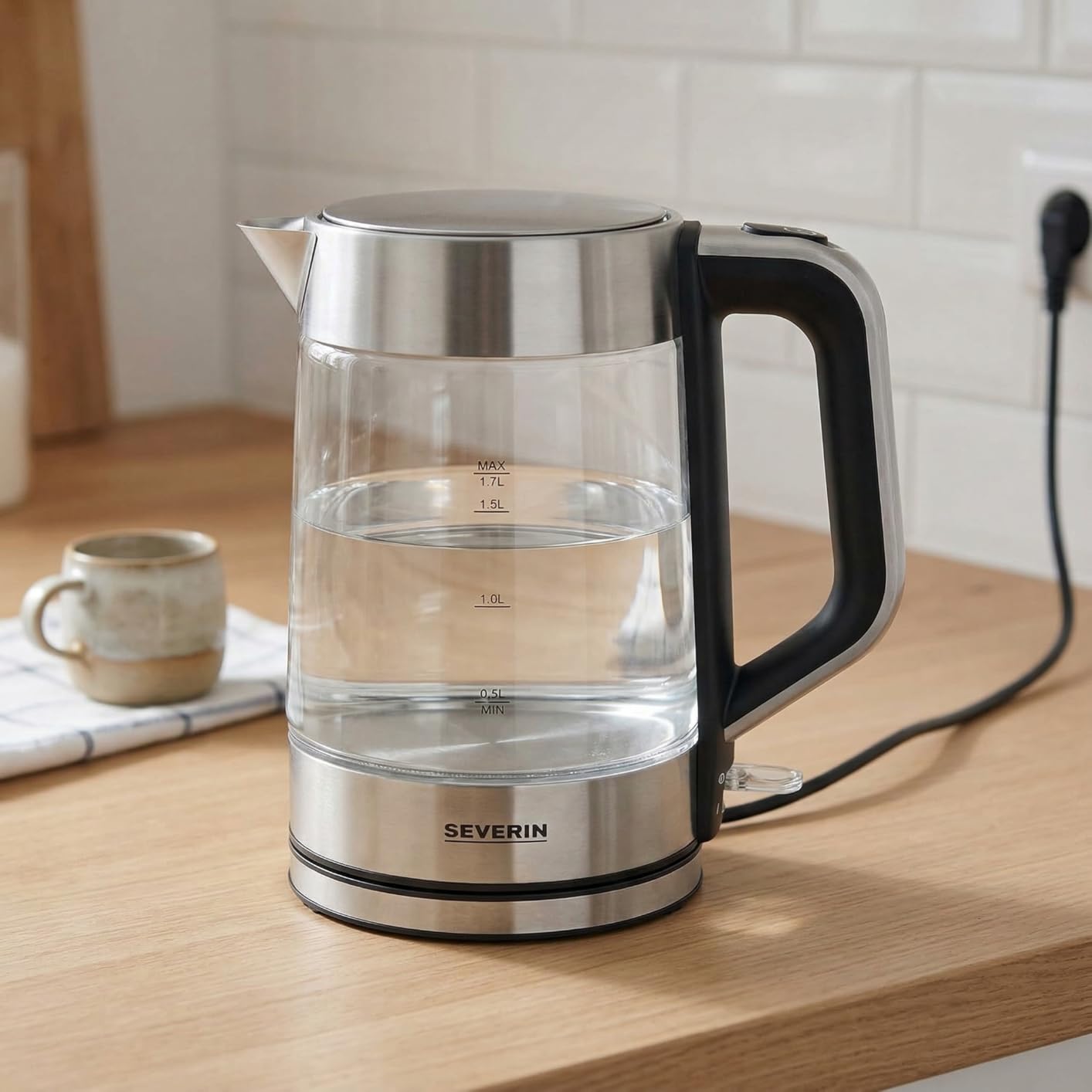 Severin WK 3420 Bollitore Vetro 1,7 L 2200 W Look Retrò