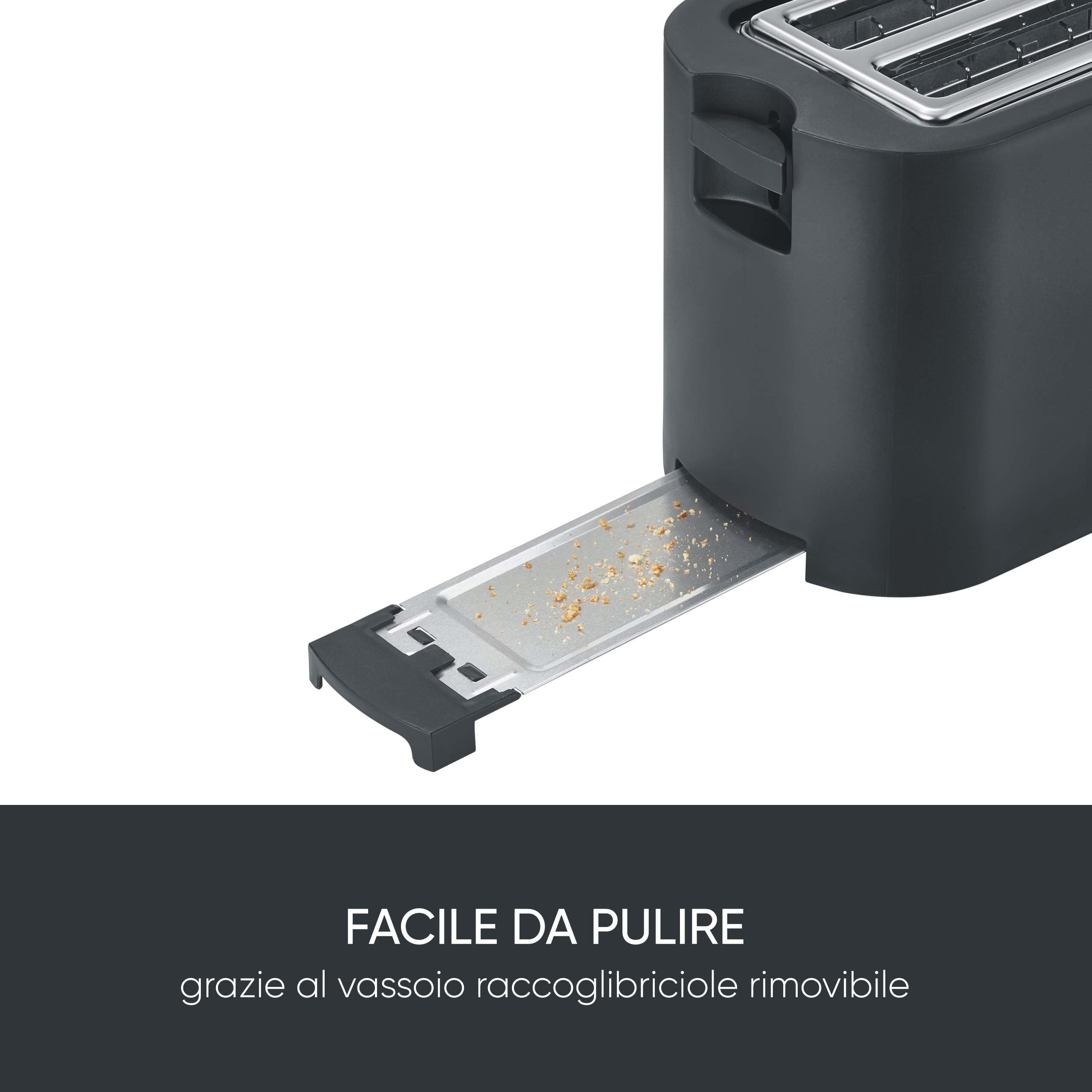 Severin AT 2591 Tostapane 4 Fette Nero Opaco Fessura Lunga