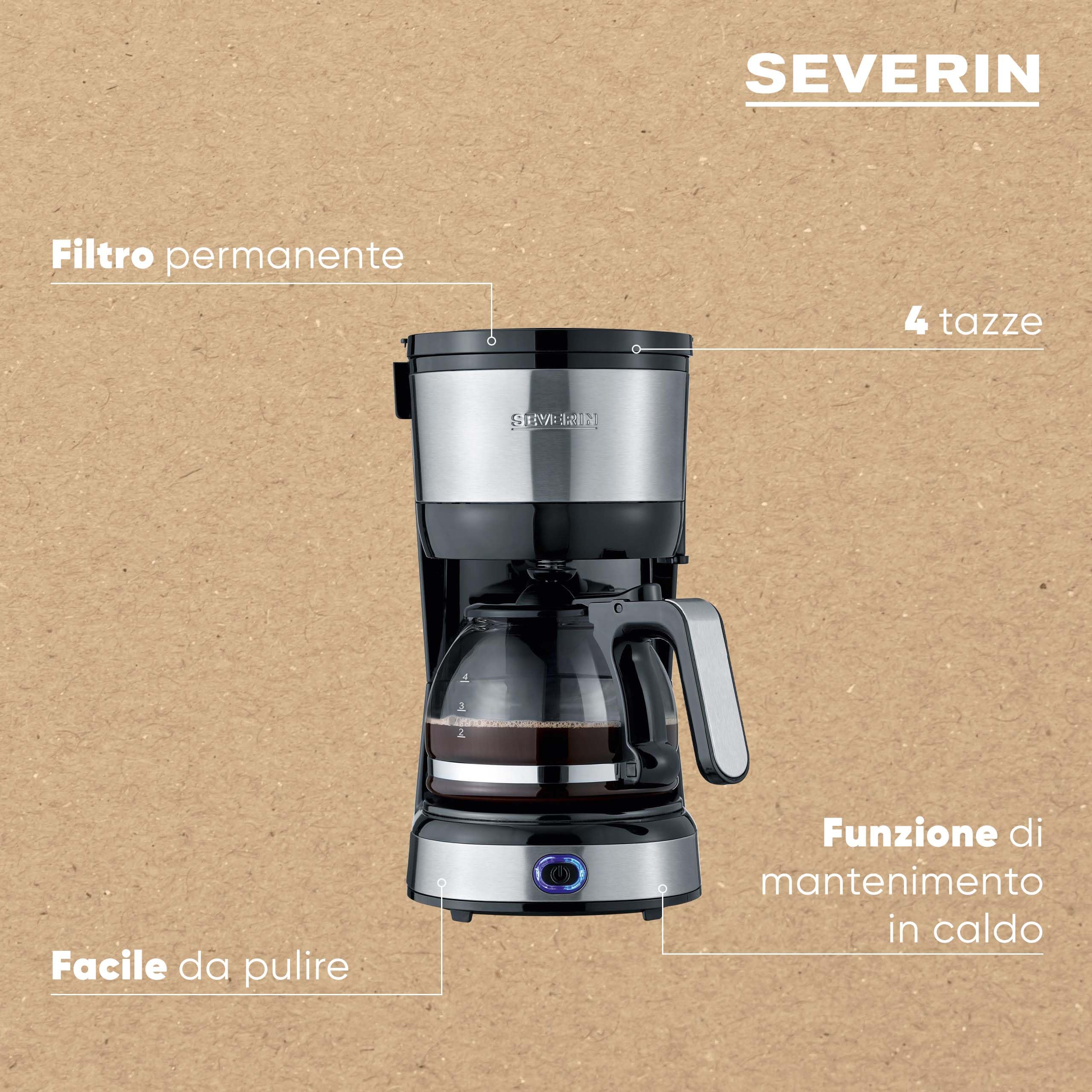 Severin Caffè e colazione KA 4808 macchina caffè americano 0,5 L inox