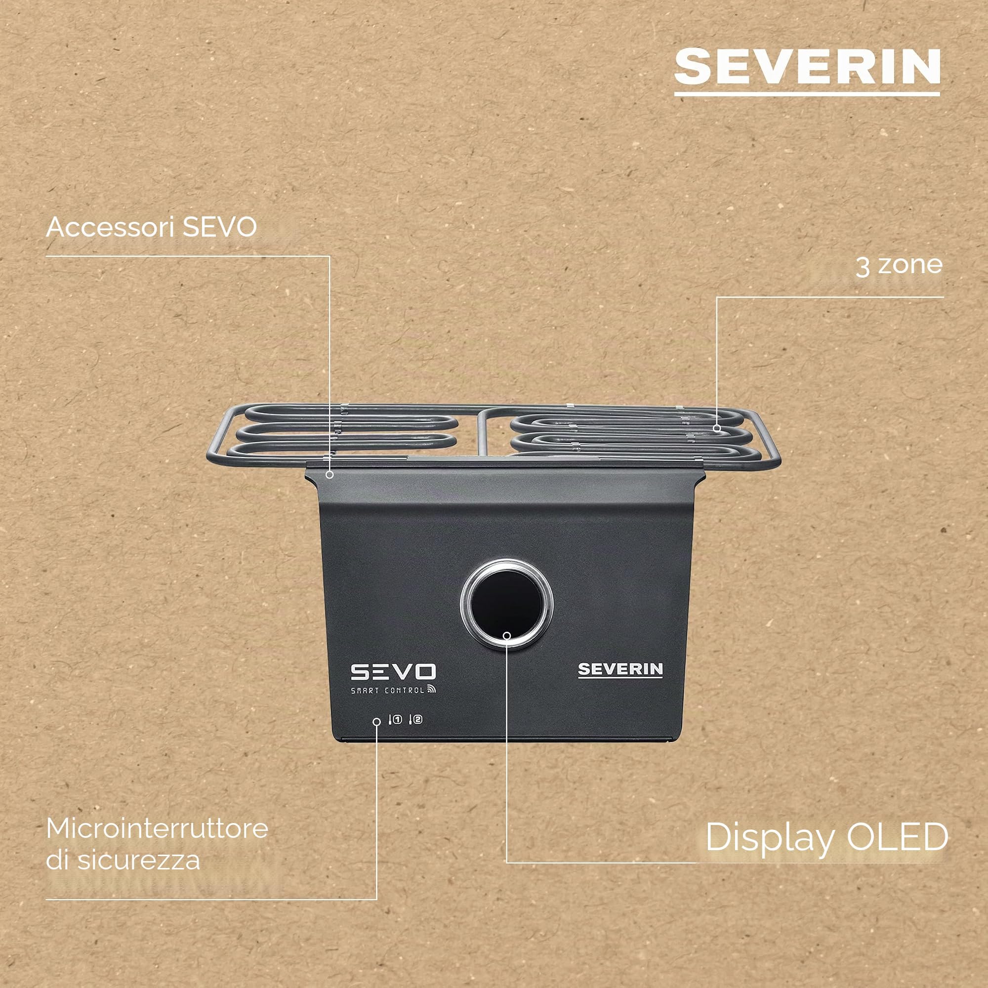 Severin Sevo Smart Control kit barbecue elettrico nero