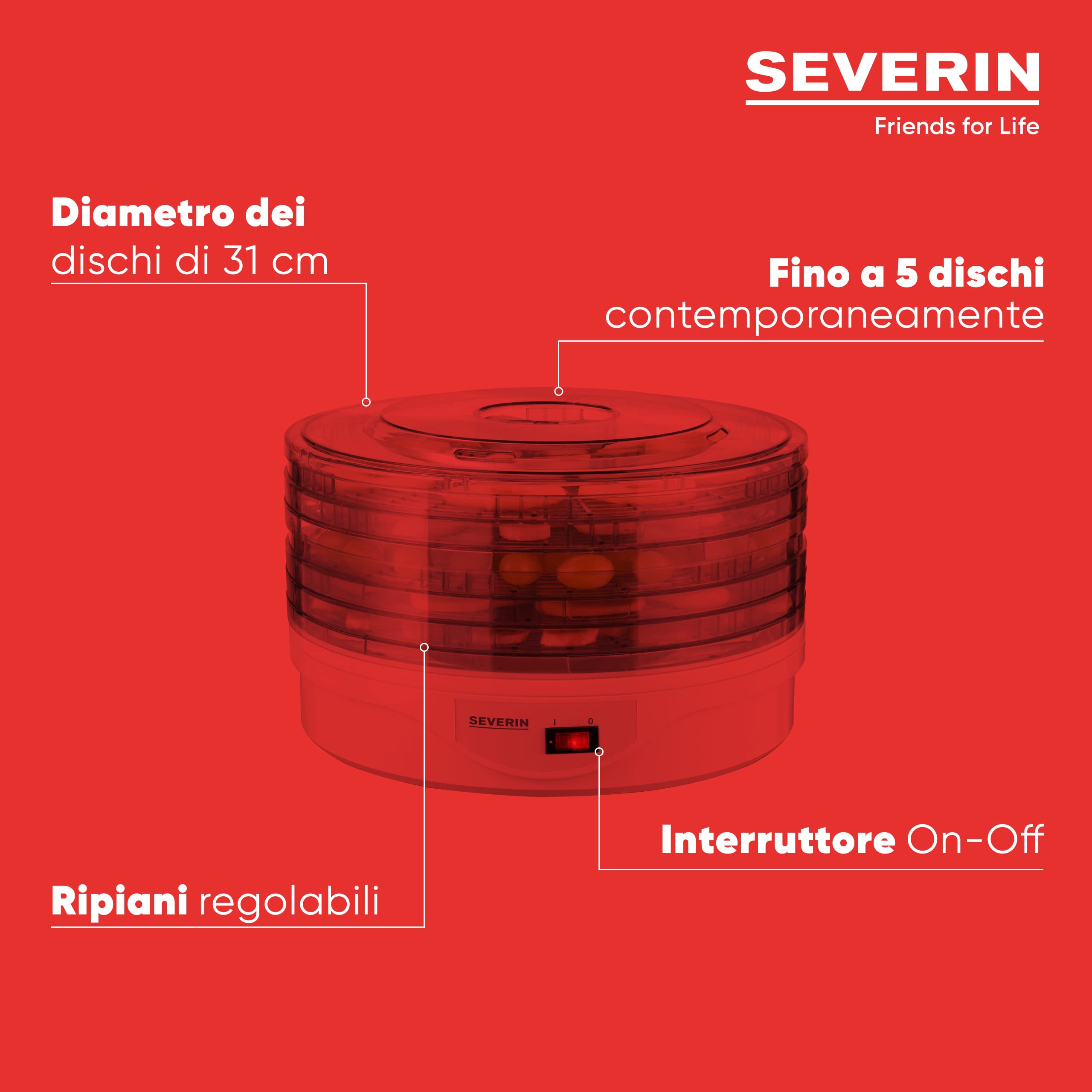 Severin OD 2940 Essiccatore Alimentare 5 Ripiani Frutta Verdure
