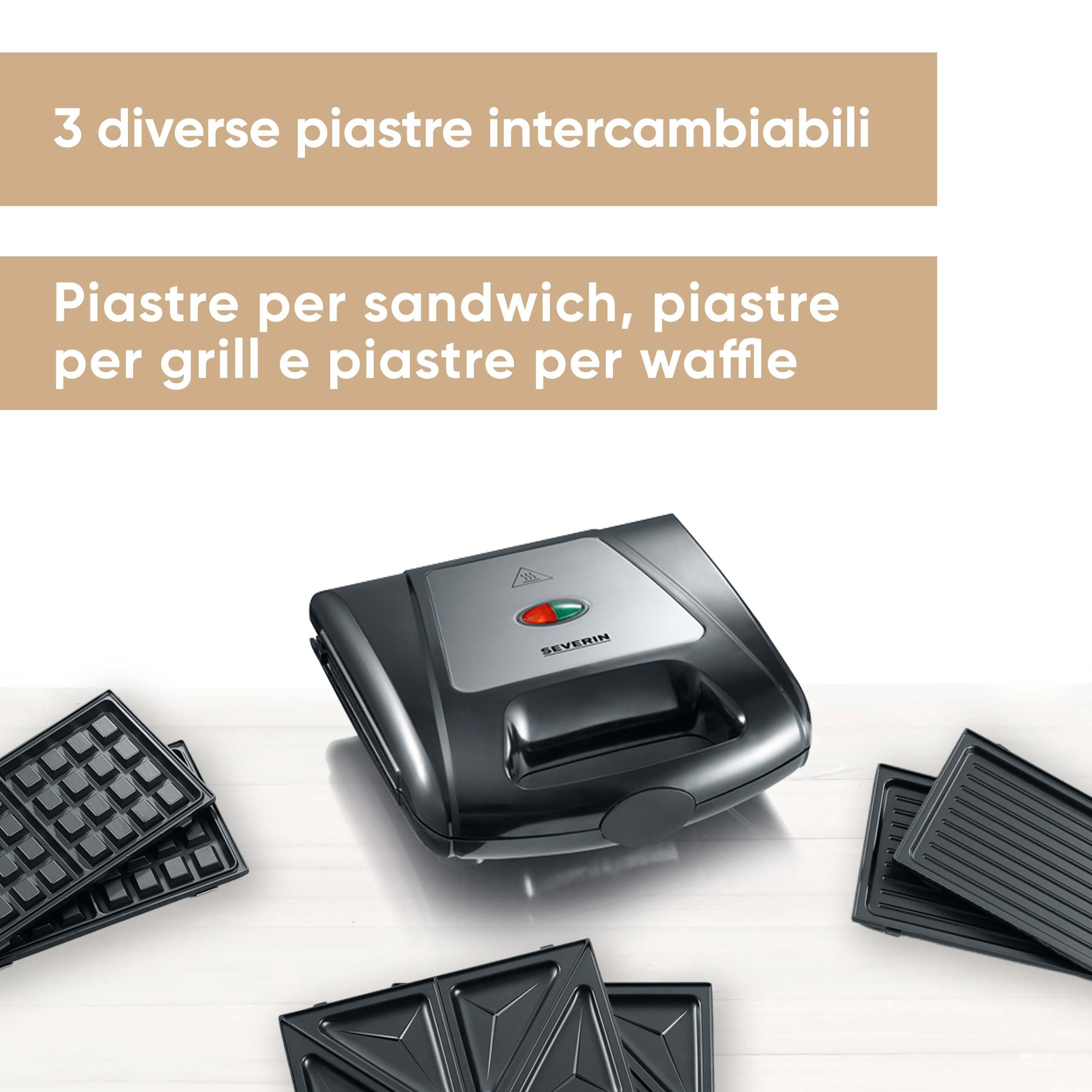 Severin SA 2968 Tostiera Grill Waffle 3in1 1000 W