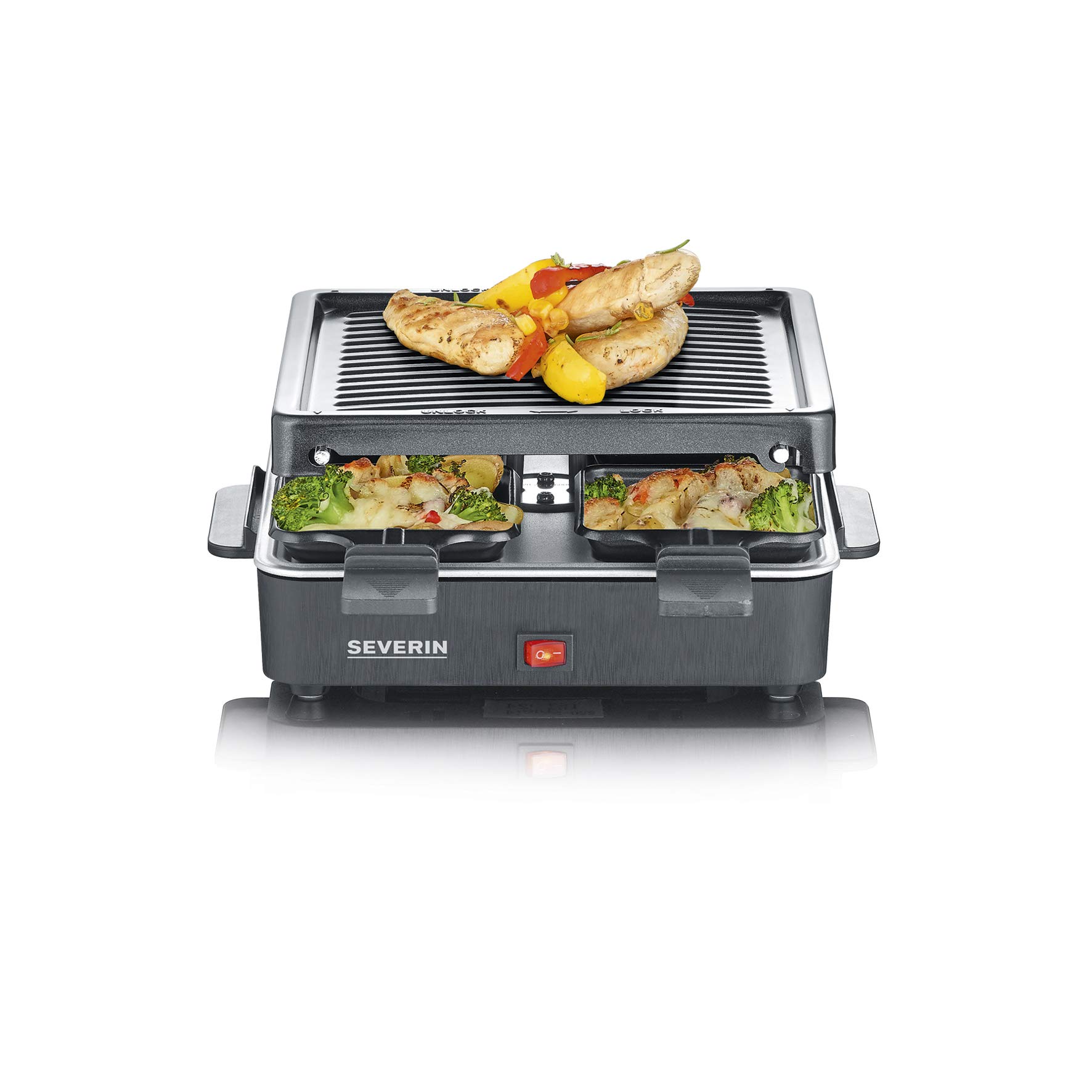 Severin Cibo divertente RG 2370 raclette grill 4 padelline 600W nero