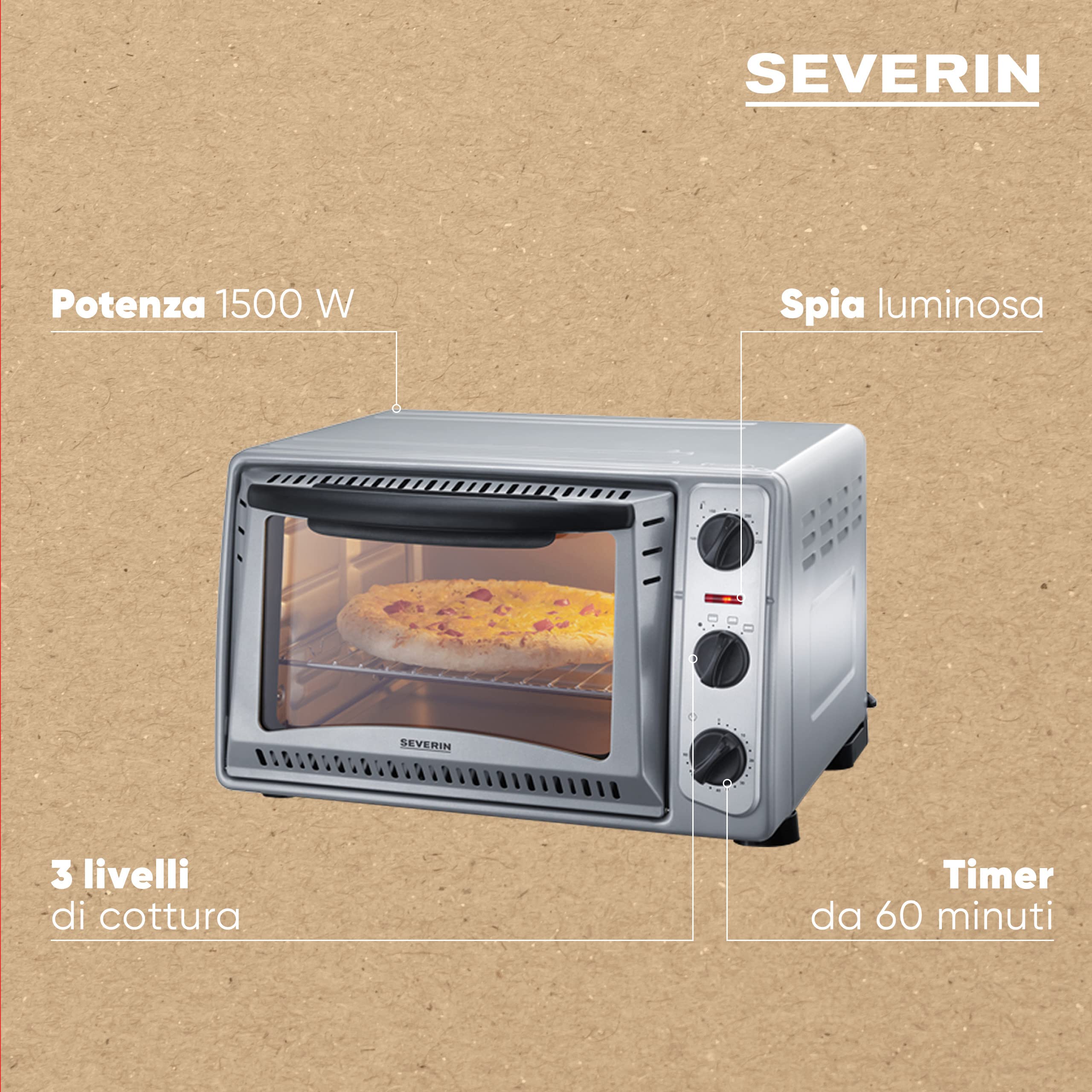Severin TO 2045 fornetto elettrico 20L argento 1500W