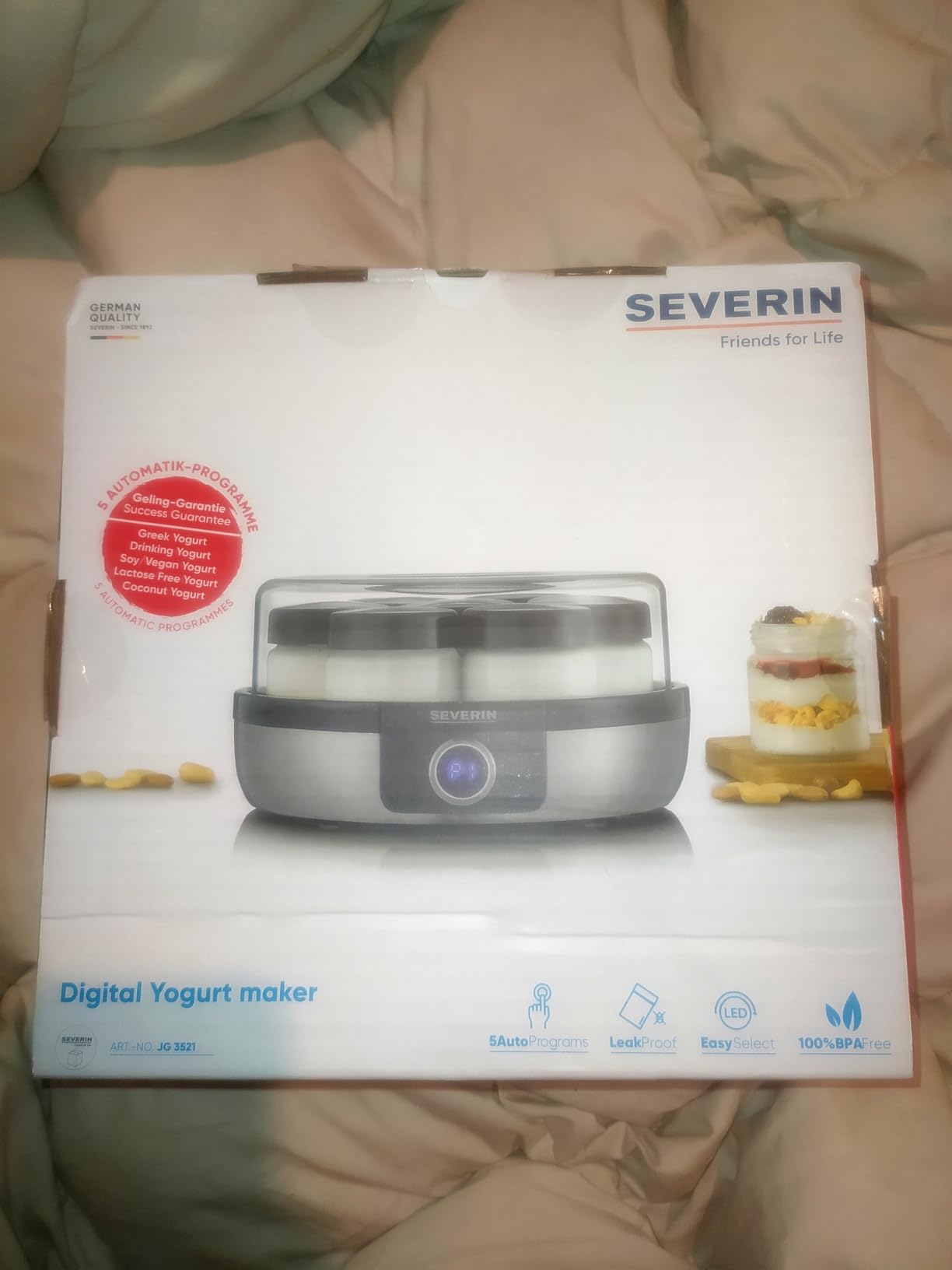 Severin JG 3521 Yogurtiera 7 Vasetti Vetro Display LED Nero