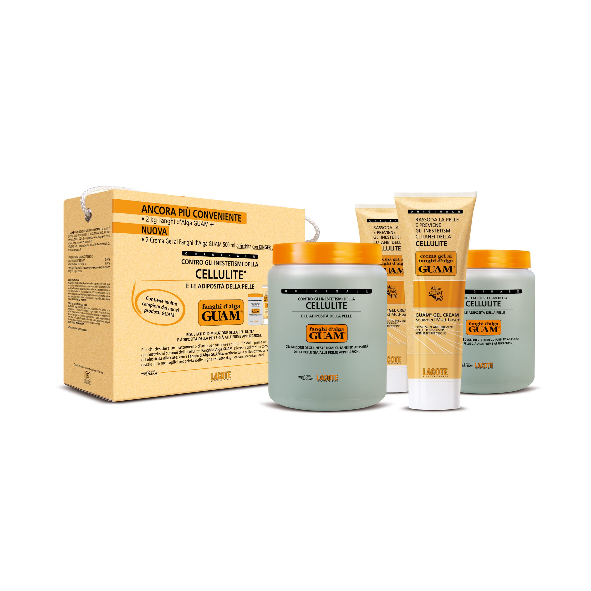 Guam Fanghi d'Alga fango anticellulite 2x1000 g + 2 creme 250 ml