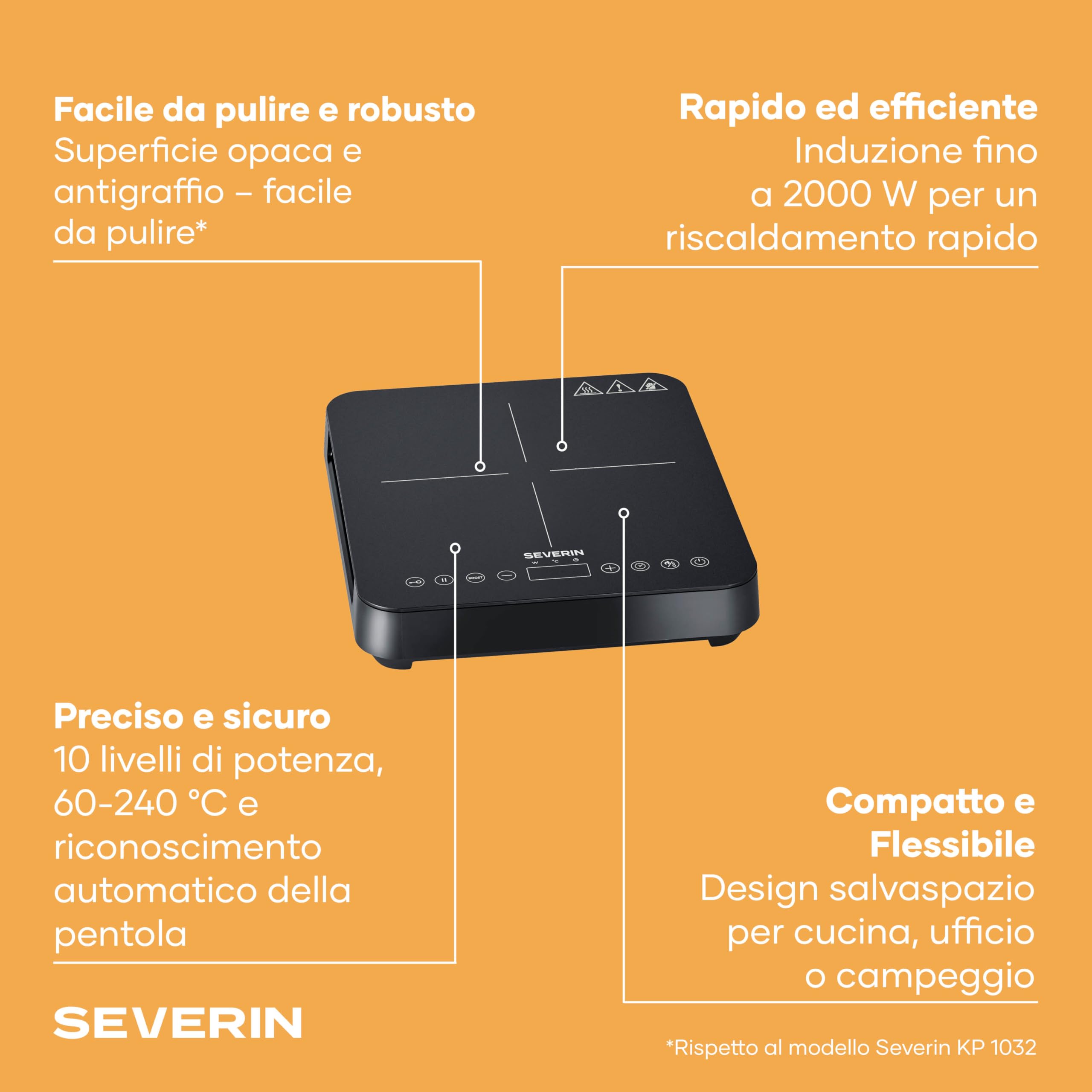 Severin KP 1026 Piastra a Induzione Singola 2000W Nero 22 cm