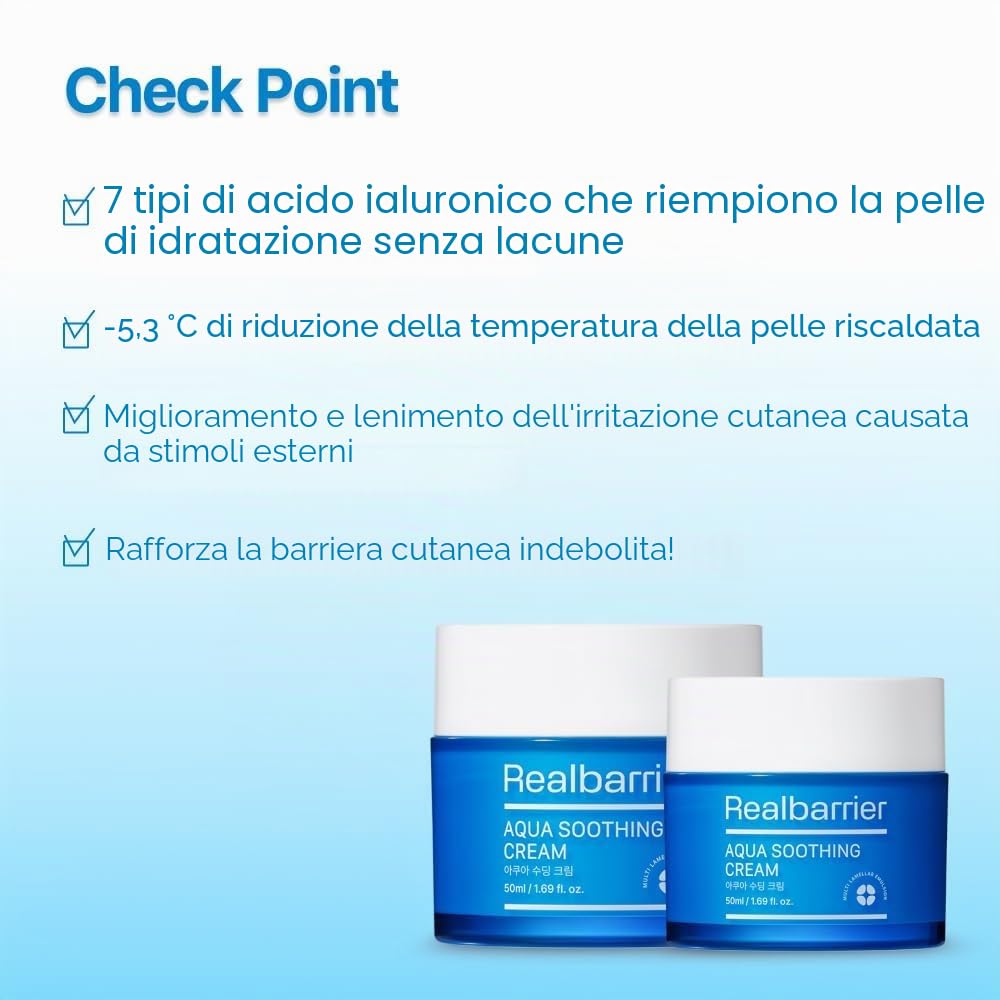 Real Barrier Aqua Soothing crema gel viso 50 ml acido ialuronico