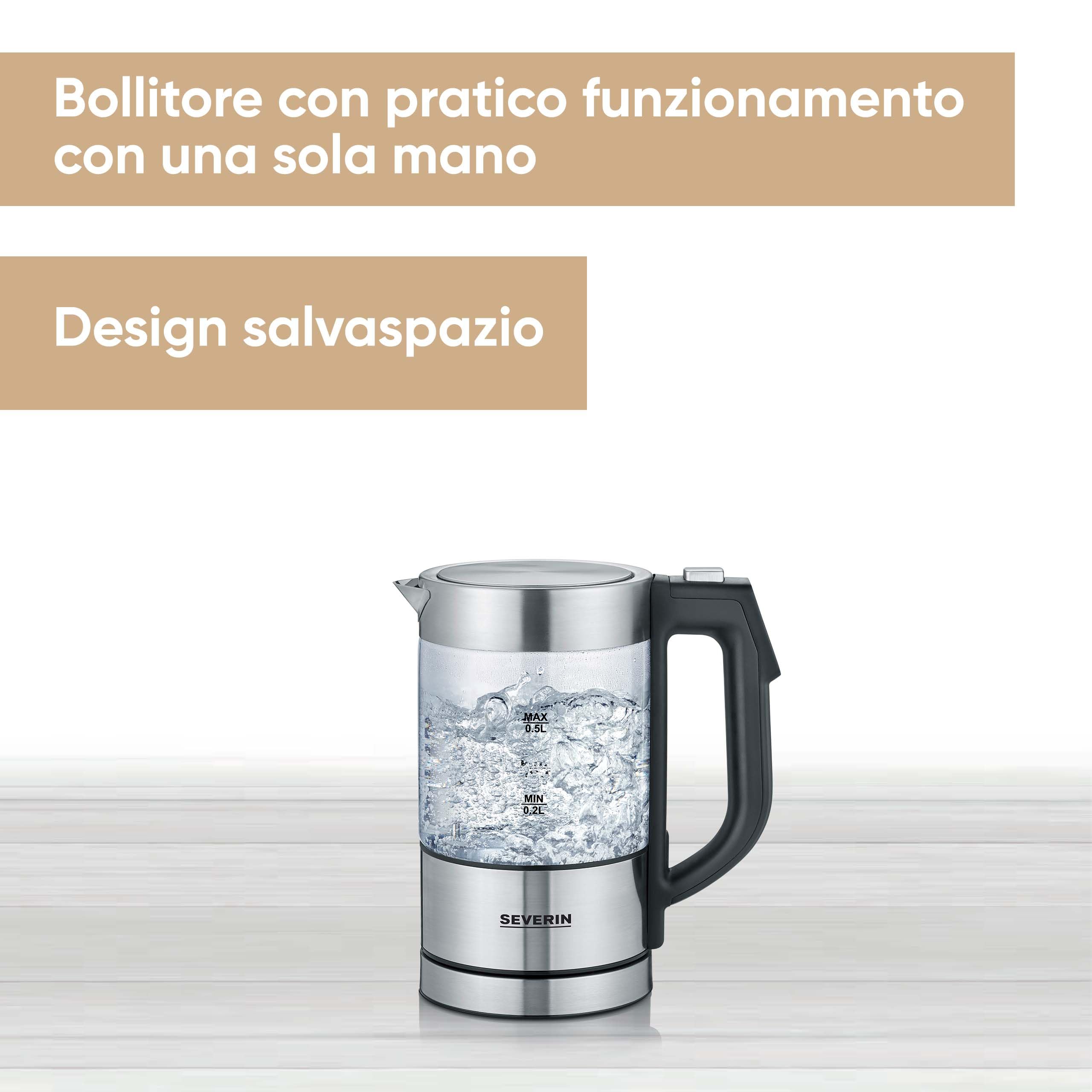 Severin WK 3458 Bollitore Vetro 0,5 L Temperatura Regolabile