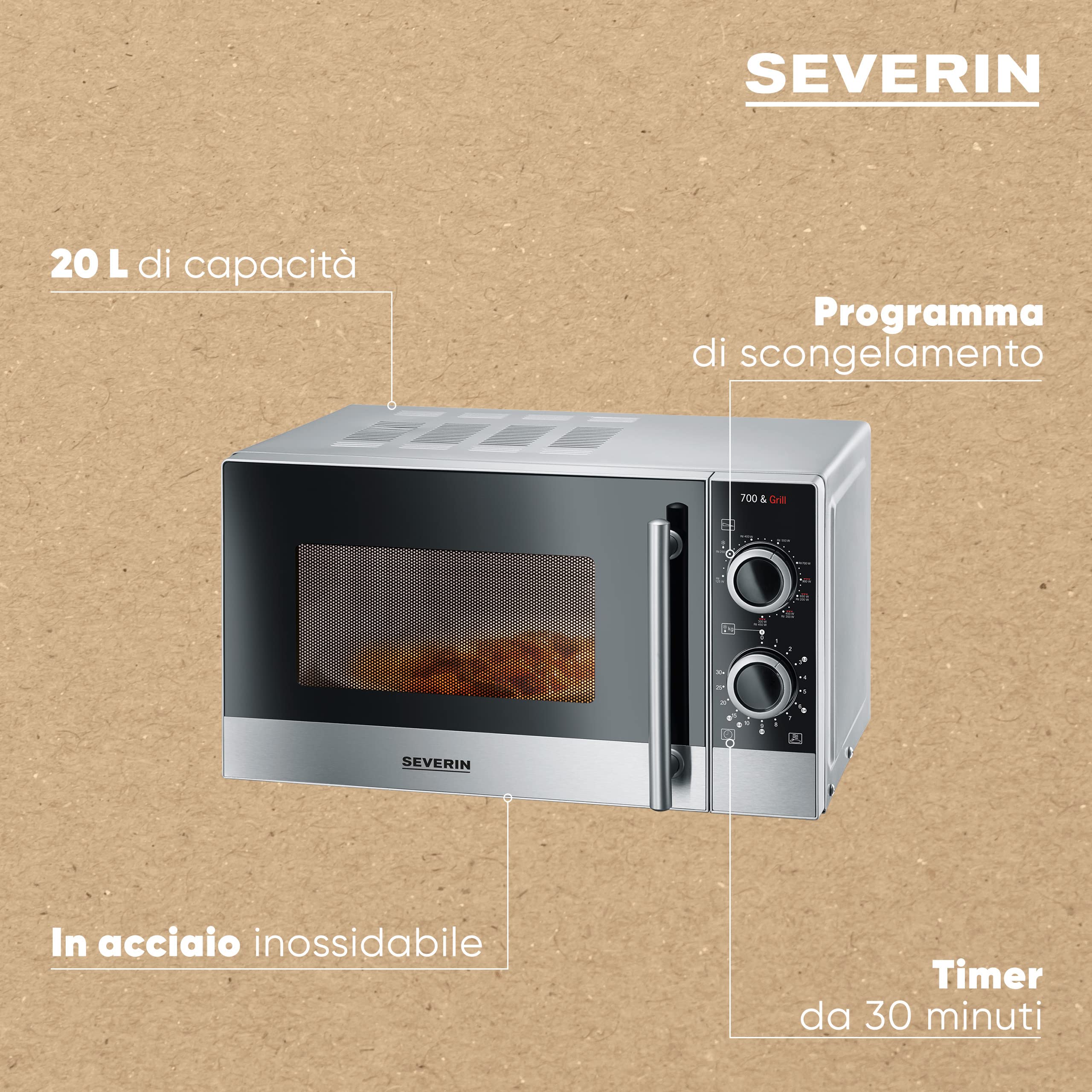 Severin MW 7874 forno microonde 20 L grill argento