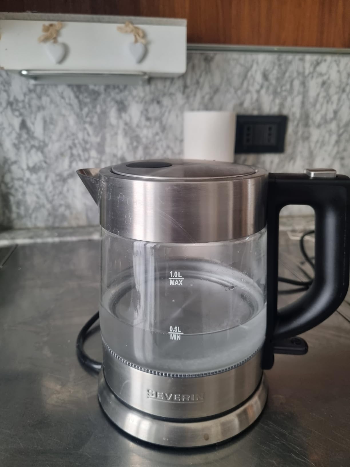 Severin WK 3468 Bollitore Vetro 1 L Nero Acciaio