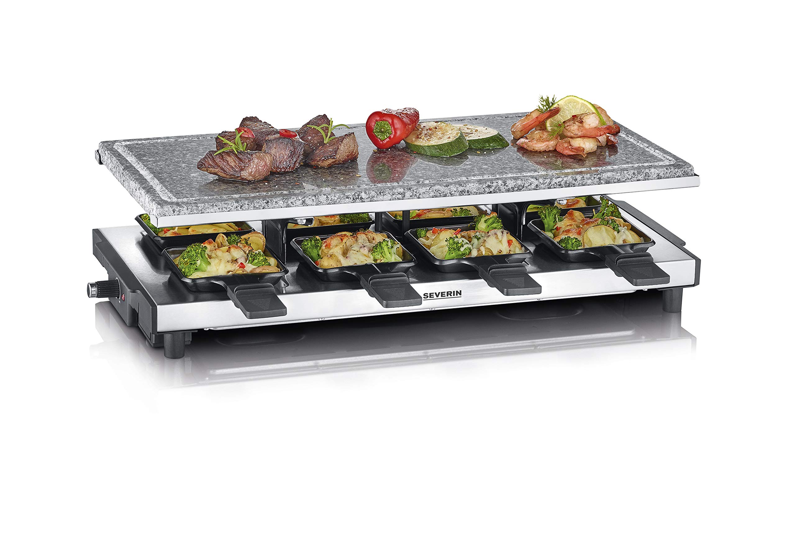 Severin Cibo divertente RG 2371 raclette pietra+piastra 8 padelline
