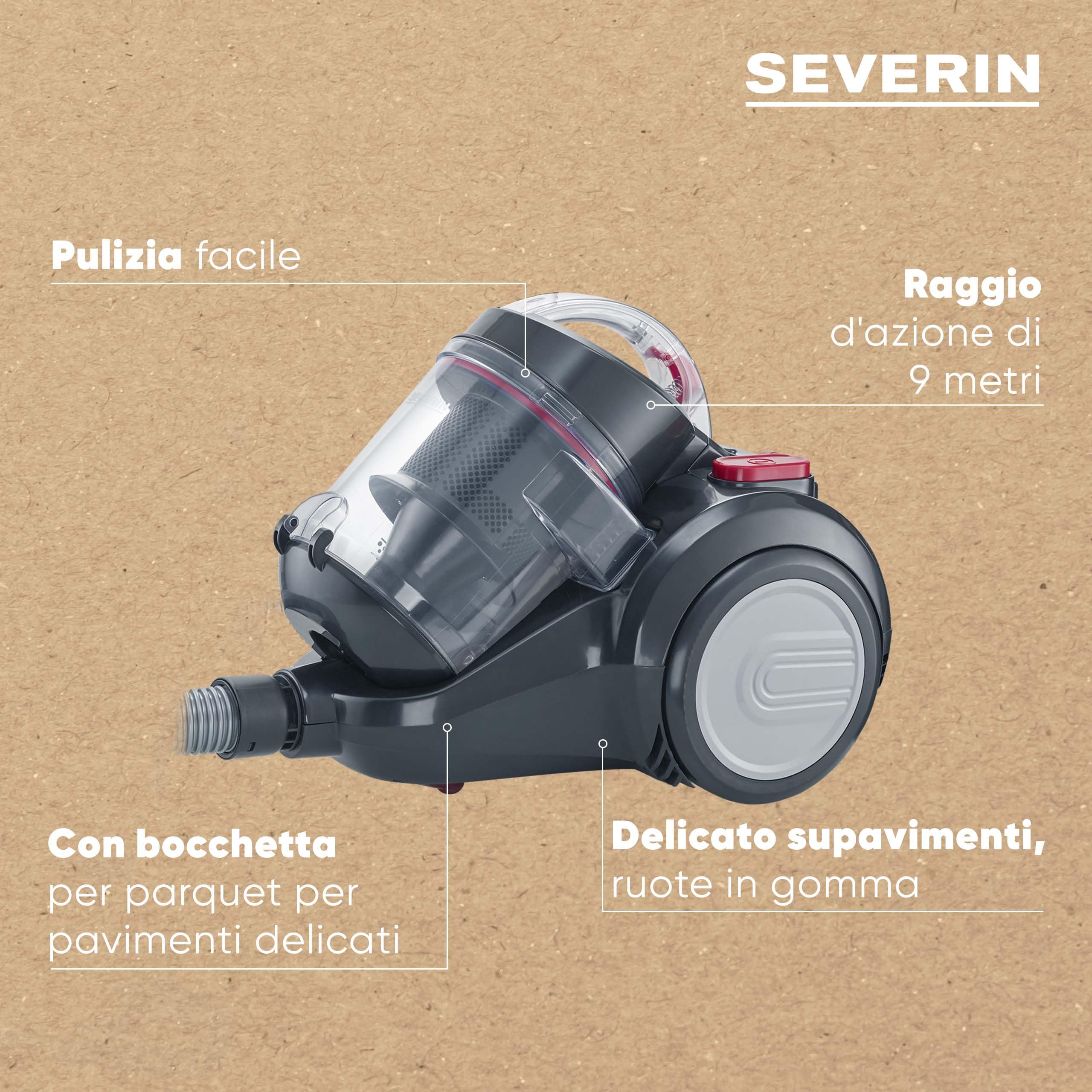 Severin CY 7089 aspirapolvere ciclonico 800W nero 2,1L