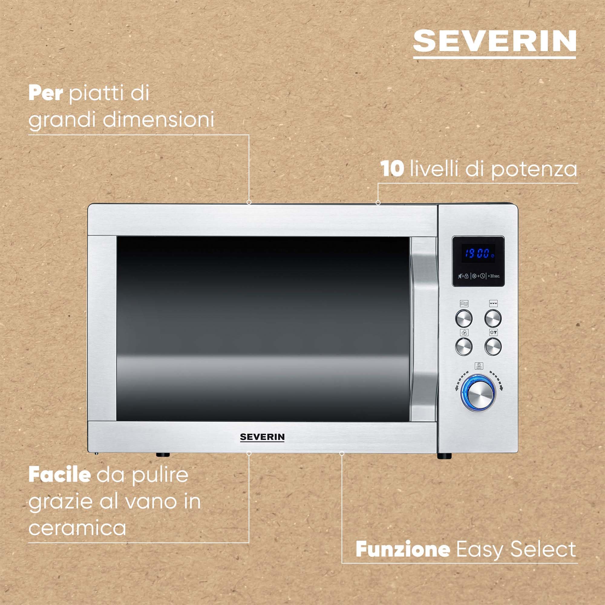 Severin MW 7777 microonde 3in1 grill aria calda nero inox