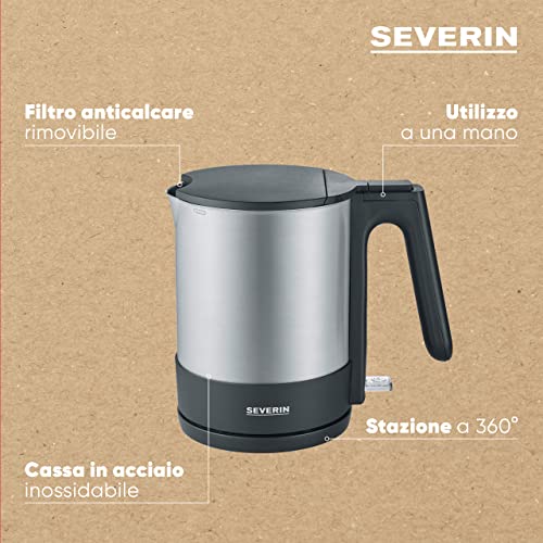 Severin WK 3409 bollitore elettrico 1,7 L nero acciaio
