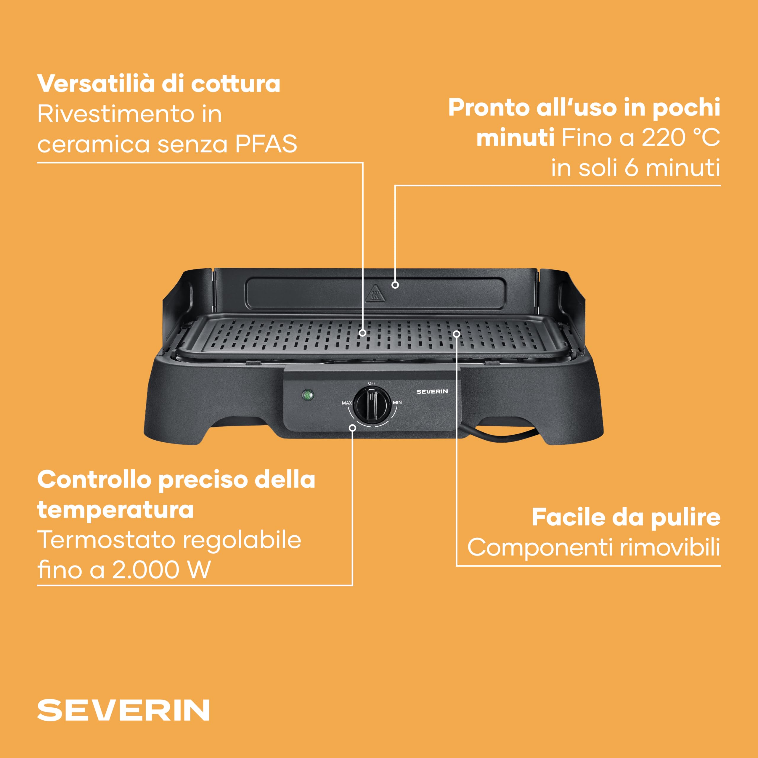 Severin 8595 Grill Elettrico da Tavolo 2000W
