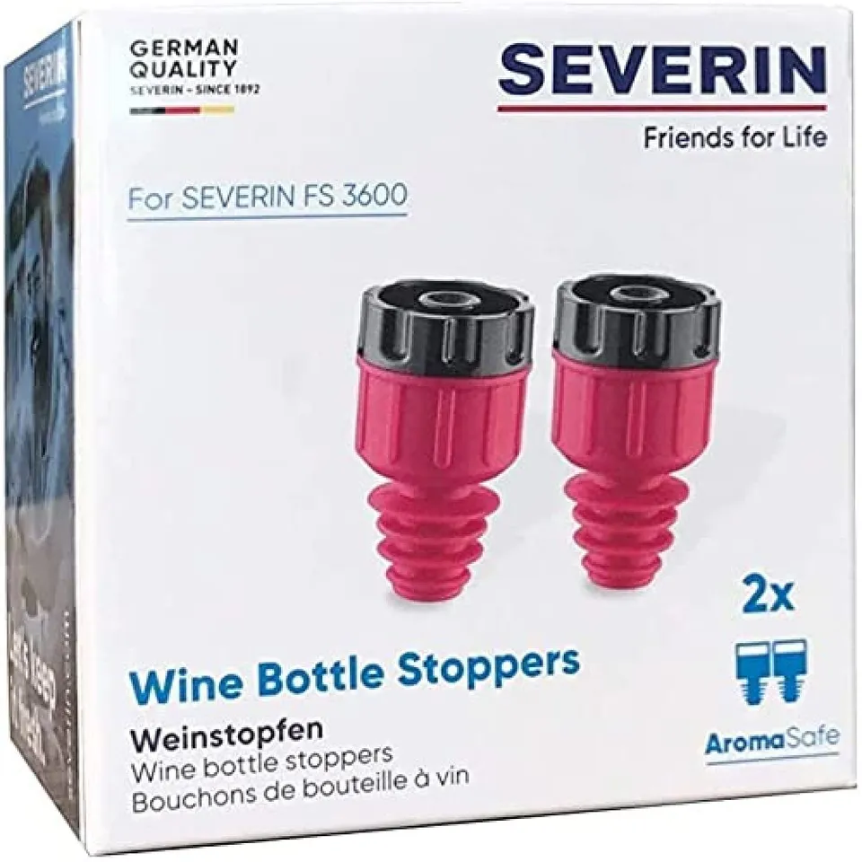 SEVERIN tappo vino sottovuoto plastica rosso nero 2 pezzi
