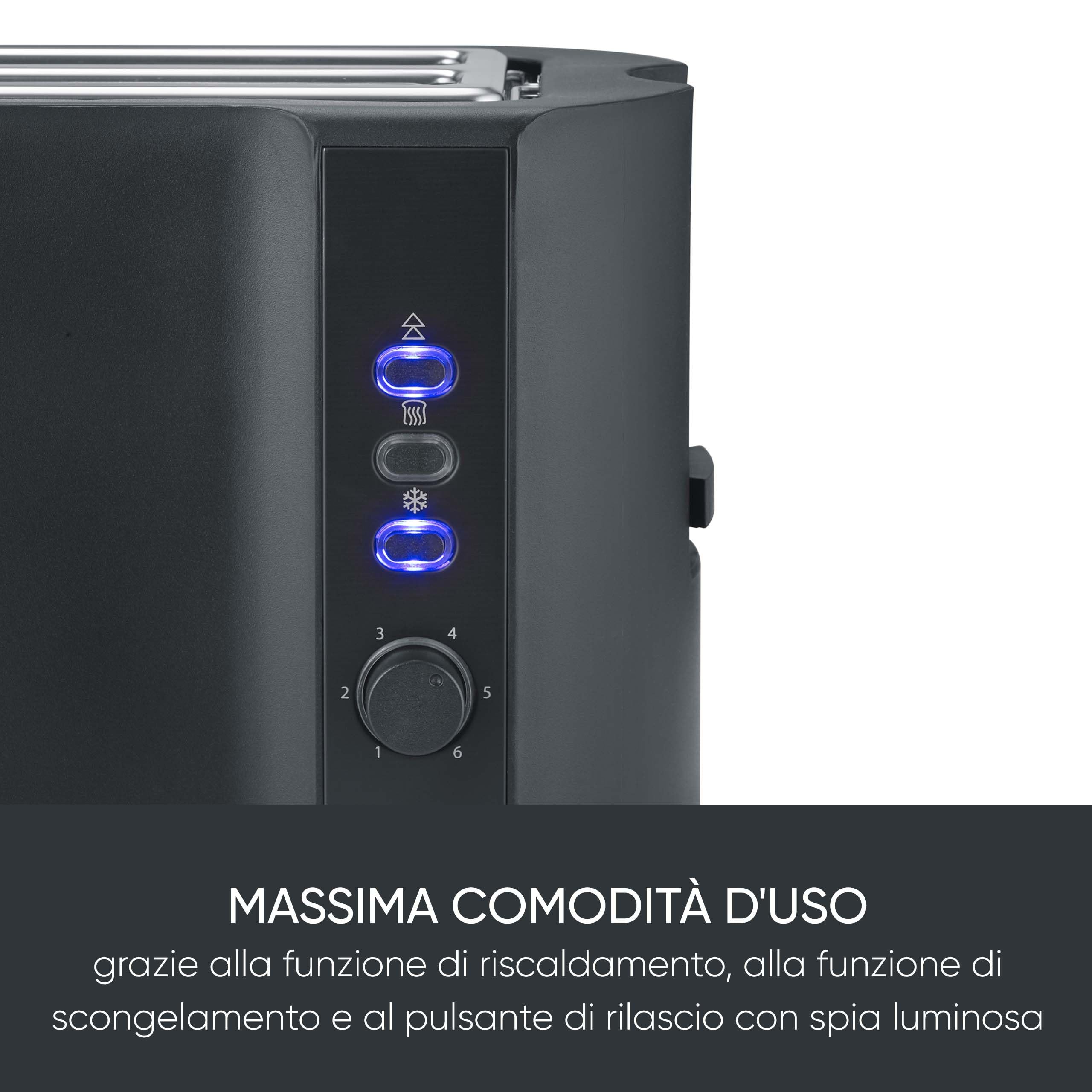 Severin AT 2591 Tostapane 4 Fette Nero Opaco Fessura Lunga