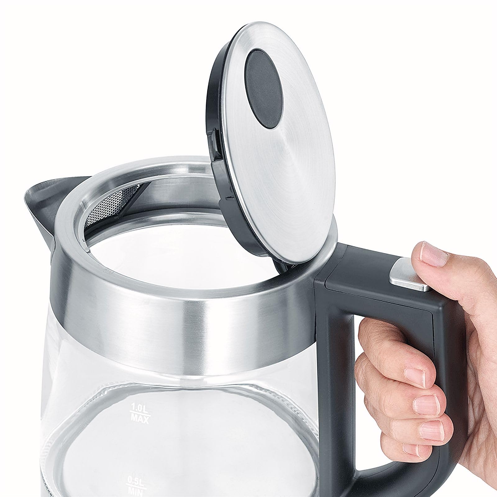 Severin WK 3468 Bollitore Vetro 1 L Nero Acciaio
