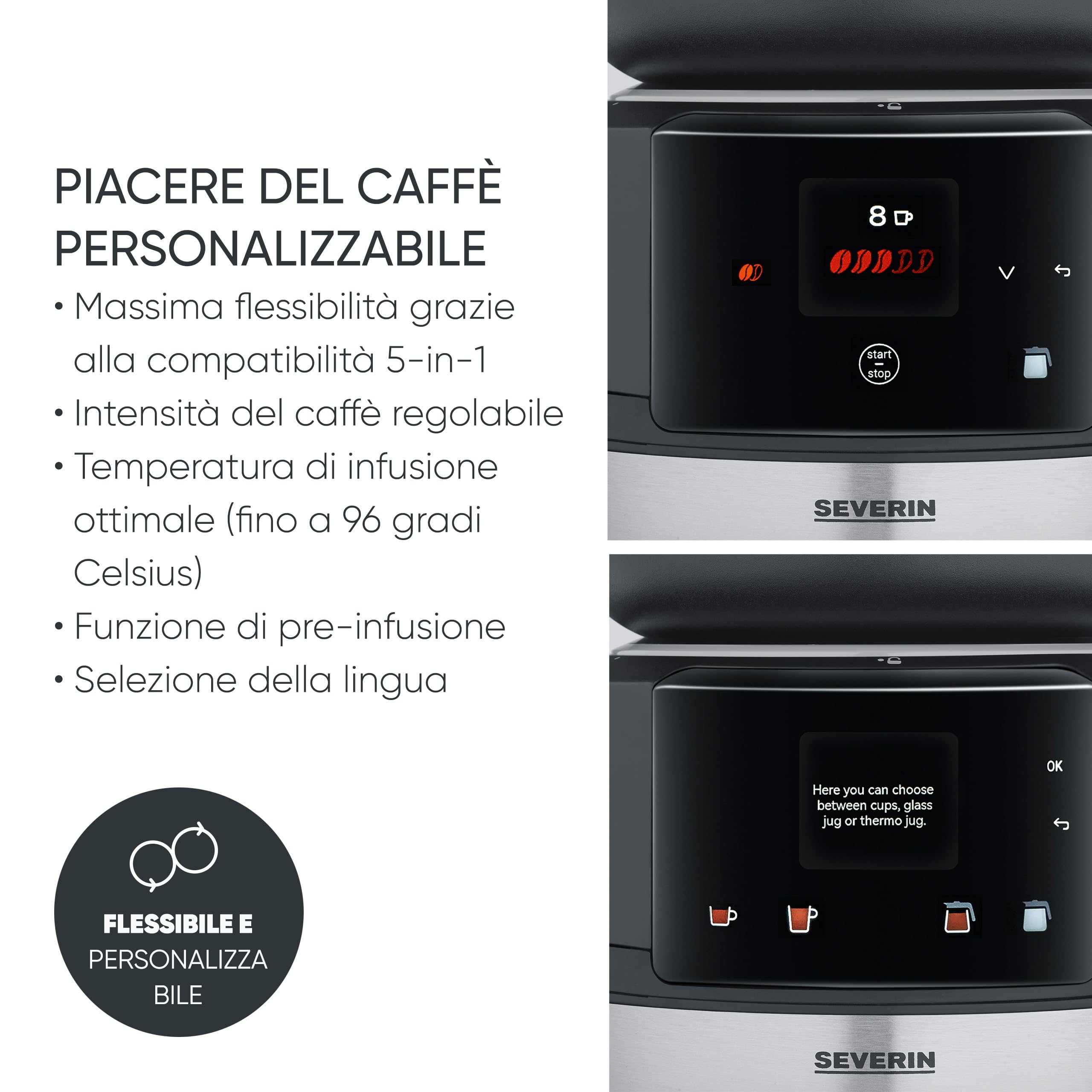 Severin FILKA KA 9694 caffettiera filtro caraffa vetro macinino