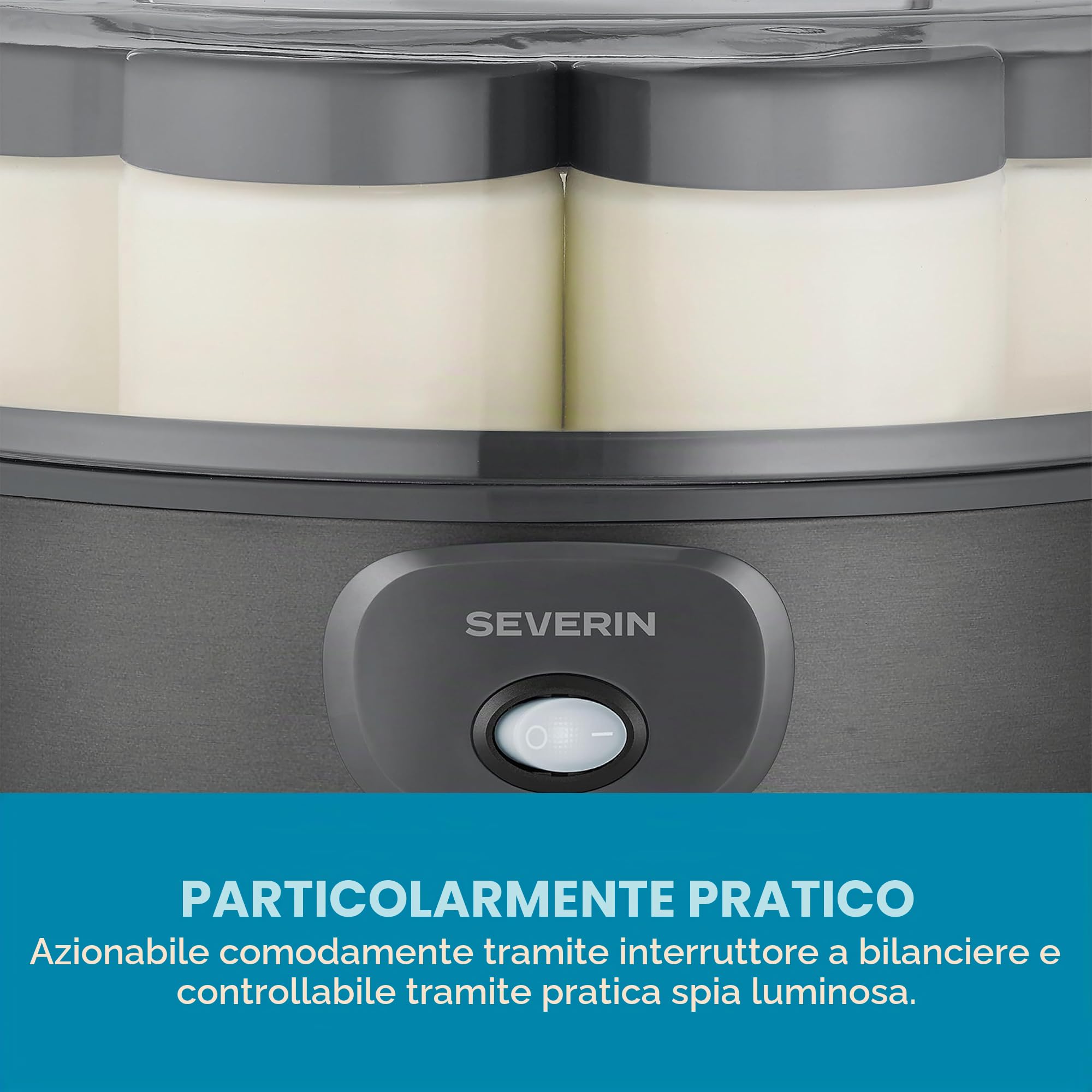 Severin JG 3510 yogurtiera elettrica grigio 7 vasetti stile greco