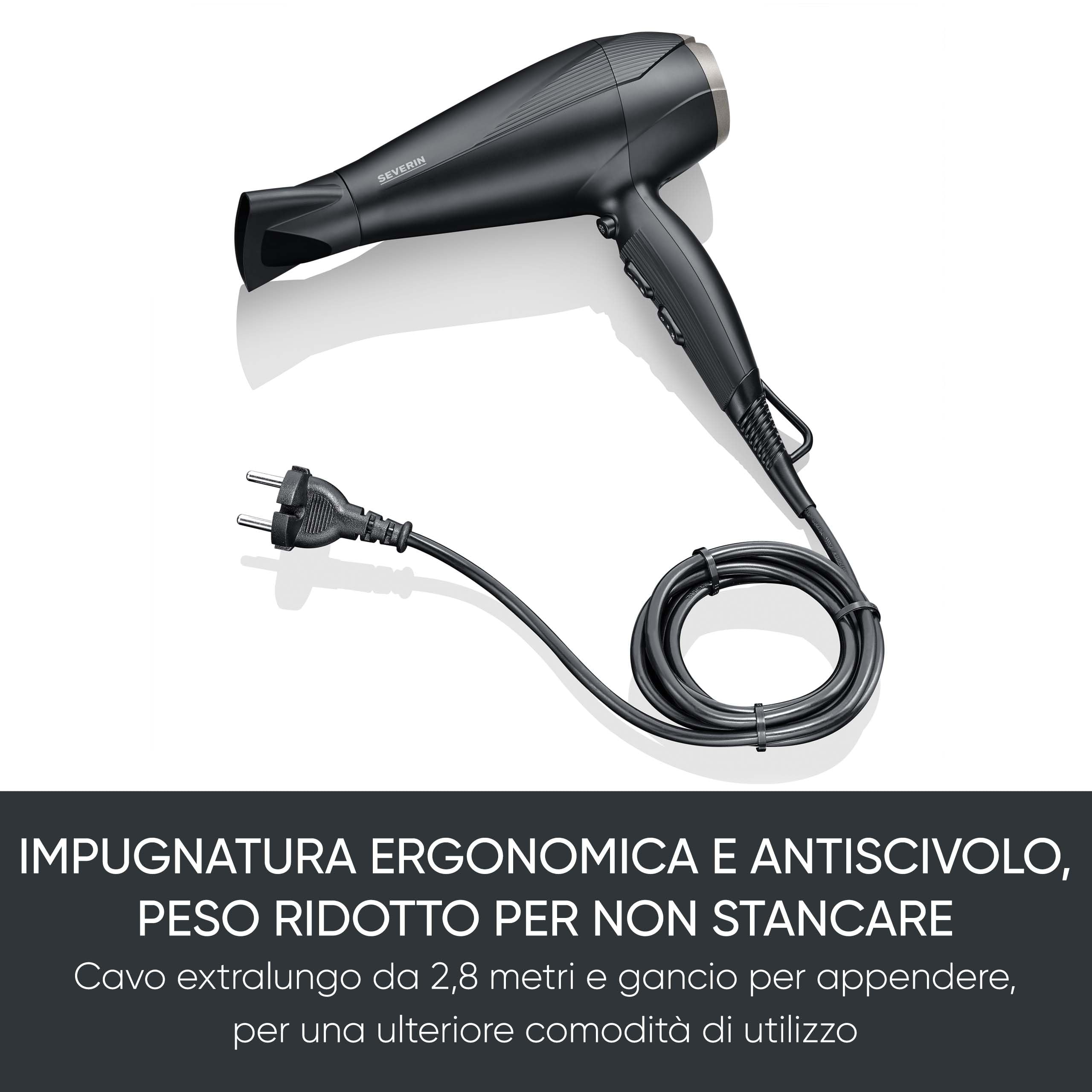 Severin HT 0167 asciugacapelli professionale 2300W nero ionico