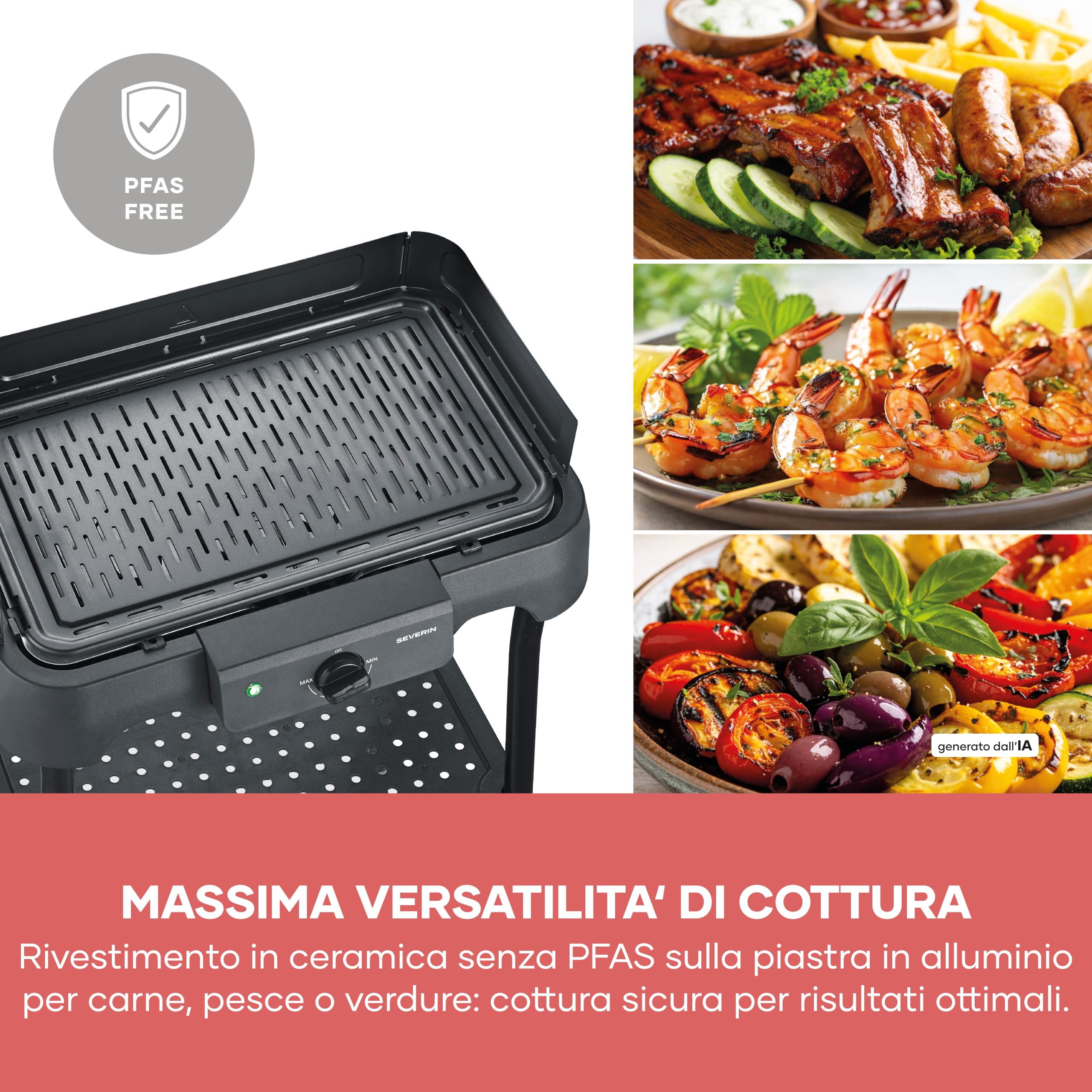 Severin PG 8596 Barbecue Grill Elettrico Ceramica 2000 W