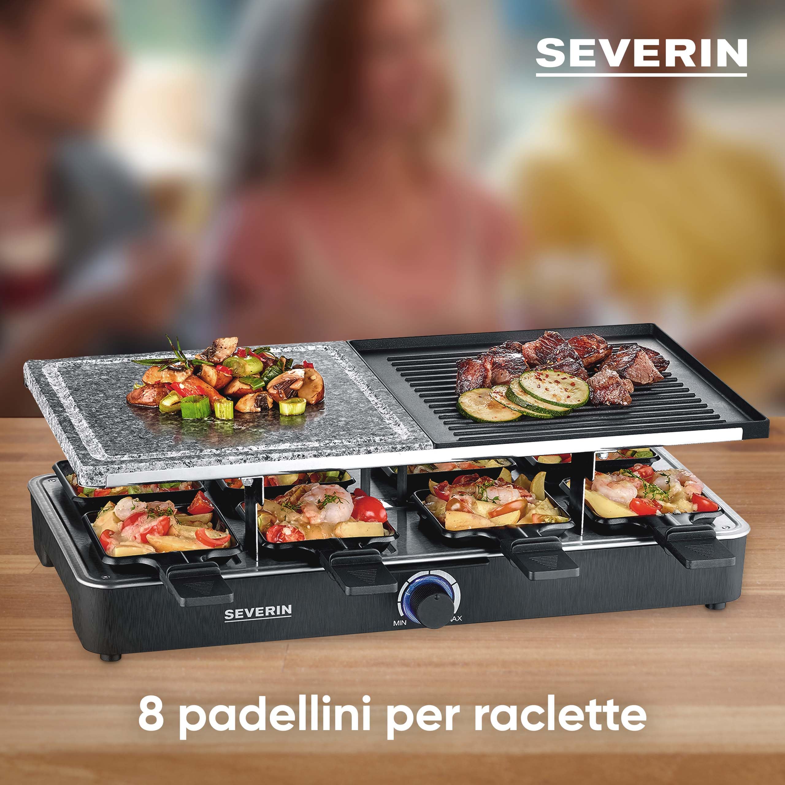 Severin Cibo divertente RG 2371 raclette pietra+piastra 8 padelline