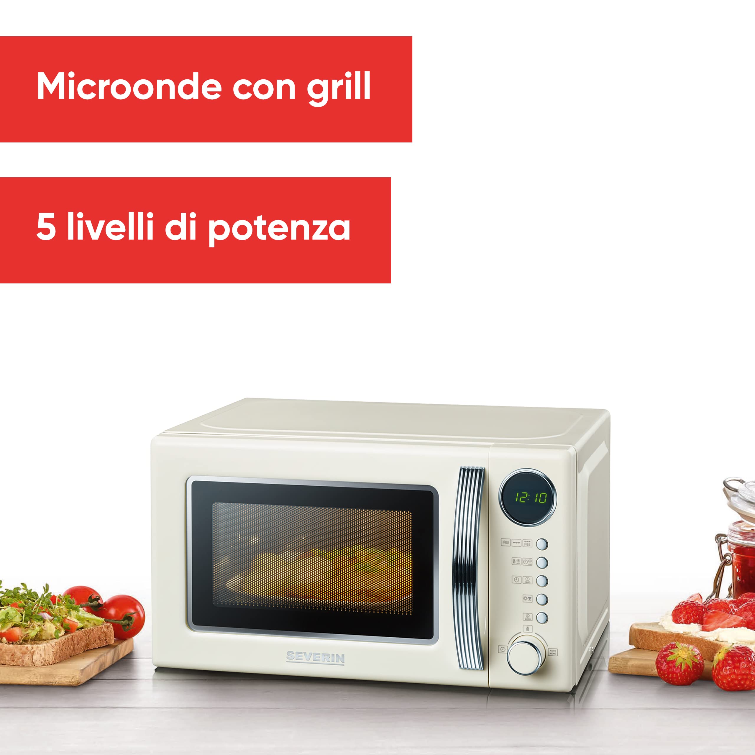 Severin MW 7892 Microonde con Grill 20 L Crema retrò