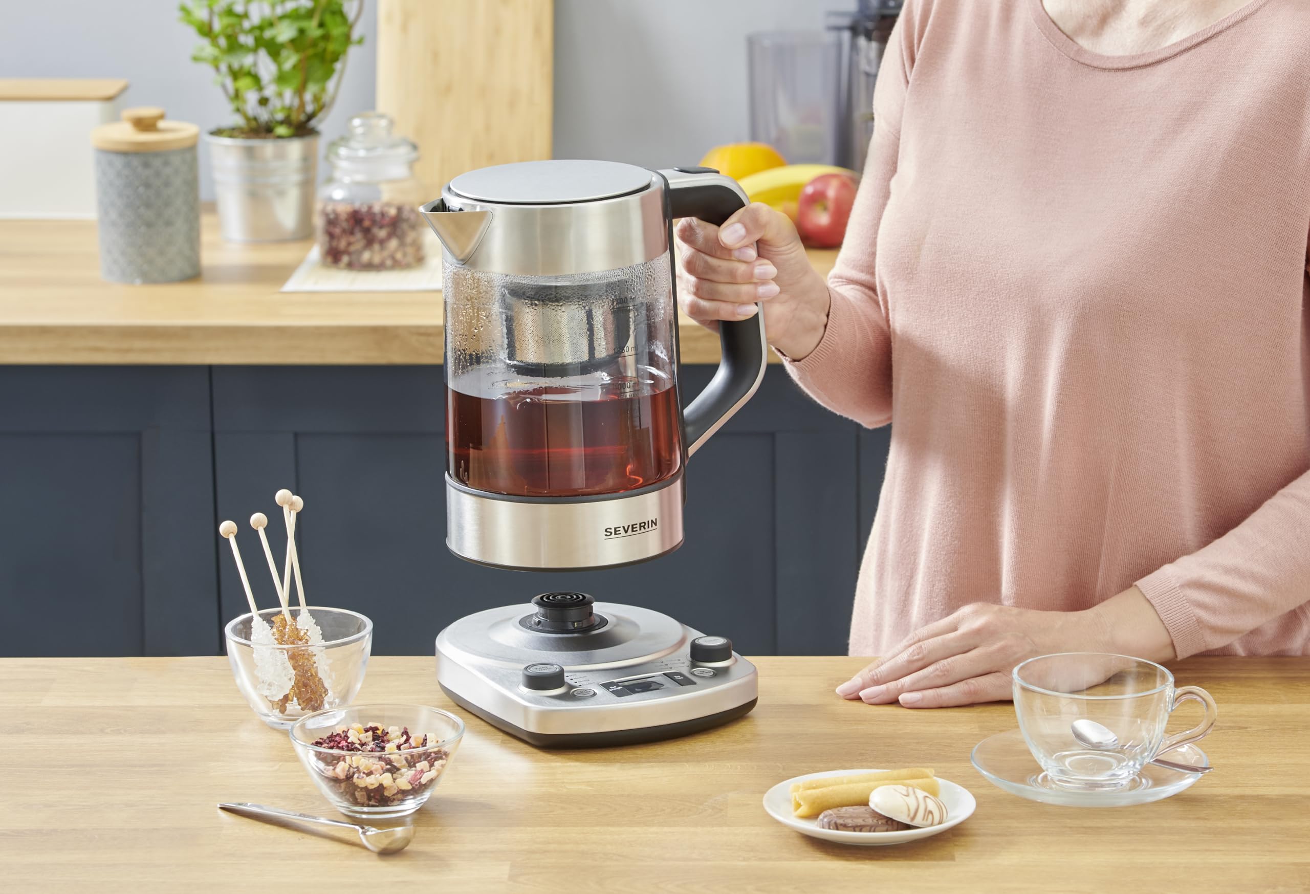 Severin WK3422 bollitore tè 1,7L inox vetro infusore