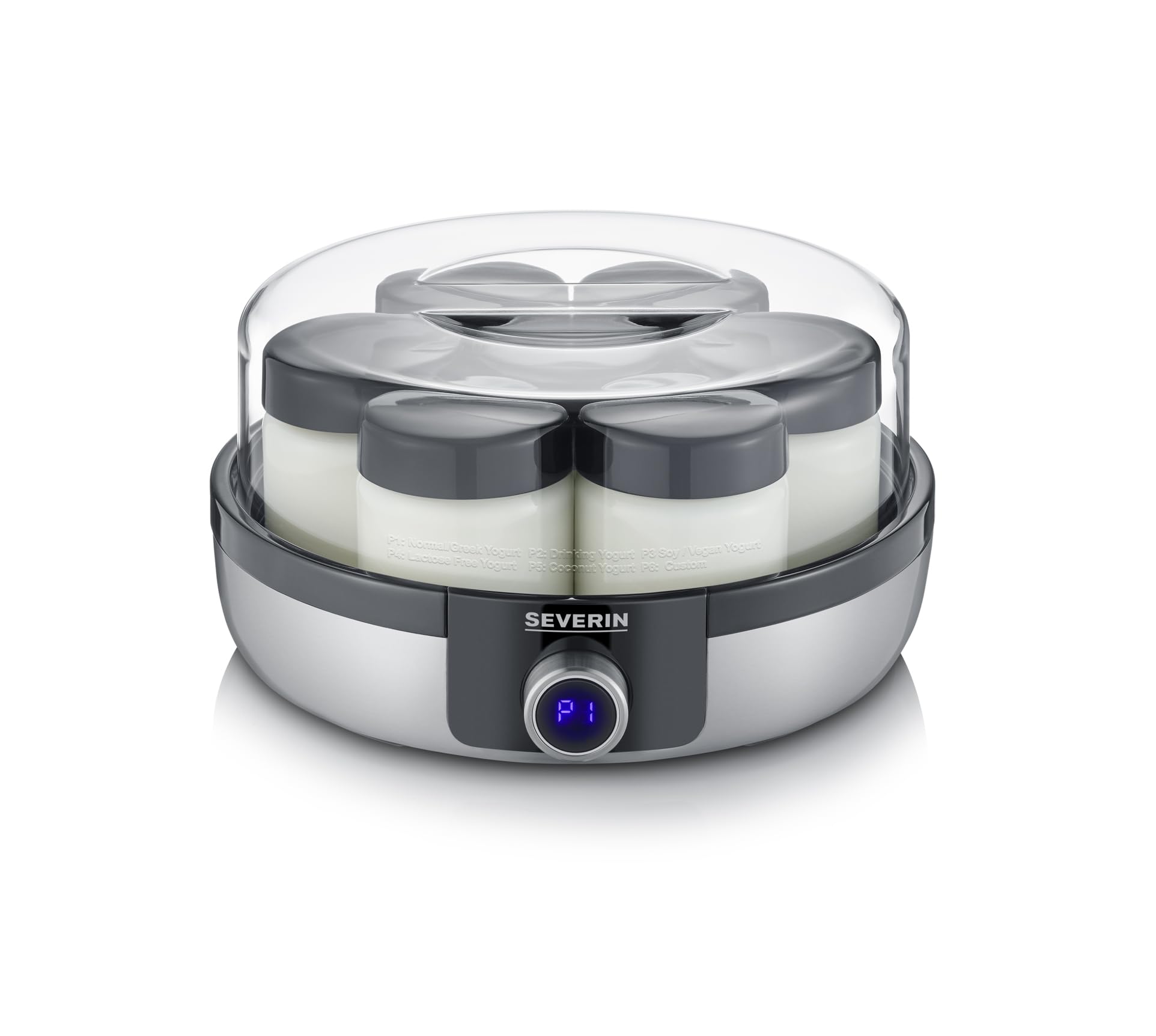 Severin JG 3521 Yogurtiera 7 Vasetti Vetro Display LED Nero