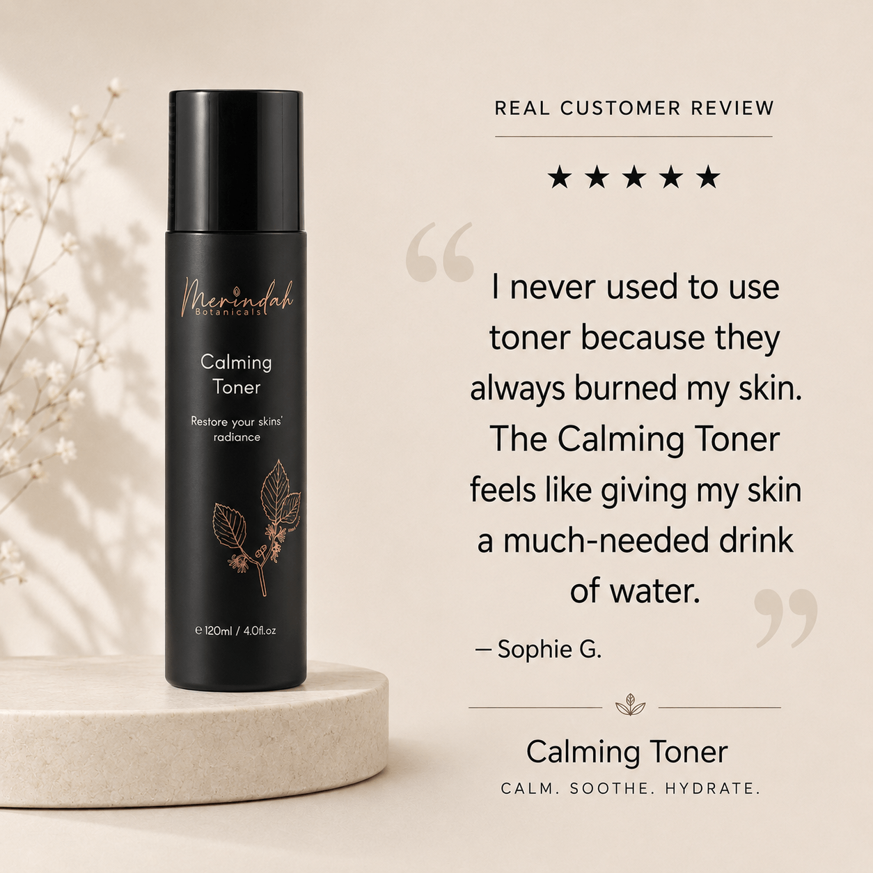 Merindah Face Care Calming tonico viso idratante senza profumo oil-free