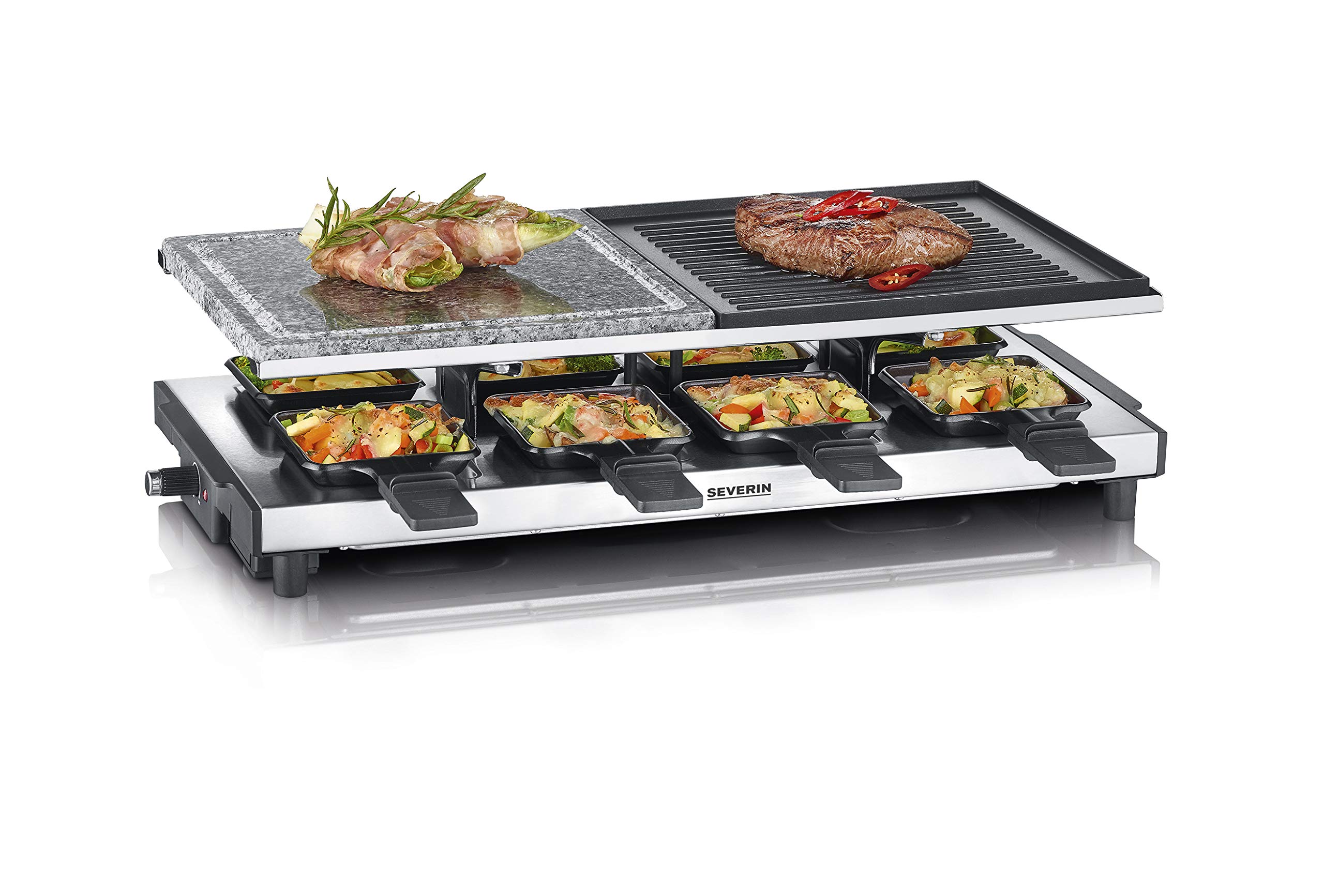 Severin Cibo divertente RG 2371 raclette pietra+piastra 8 padelline