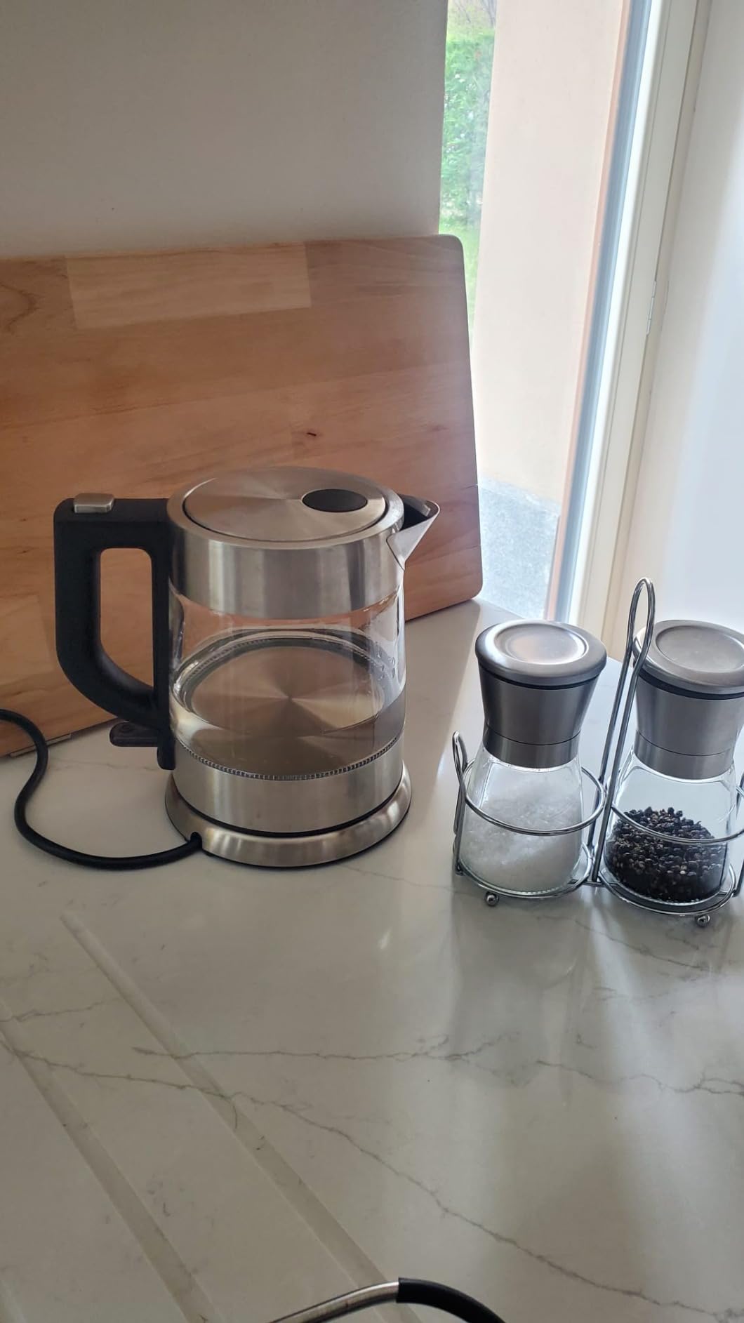 Severin WK 3468 Bollitore Vetro 1 L Nero Acciaio