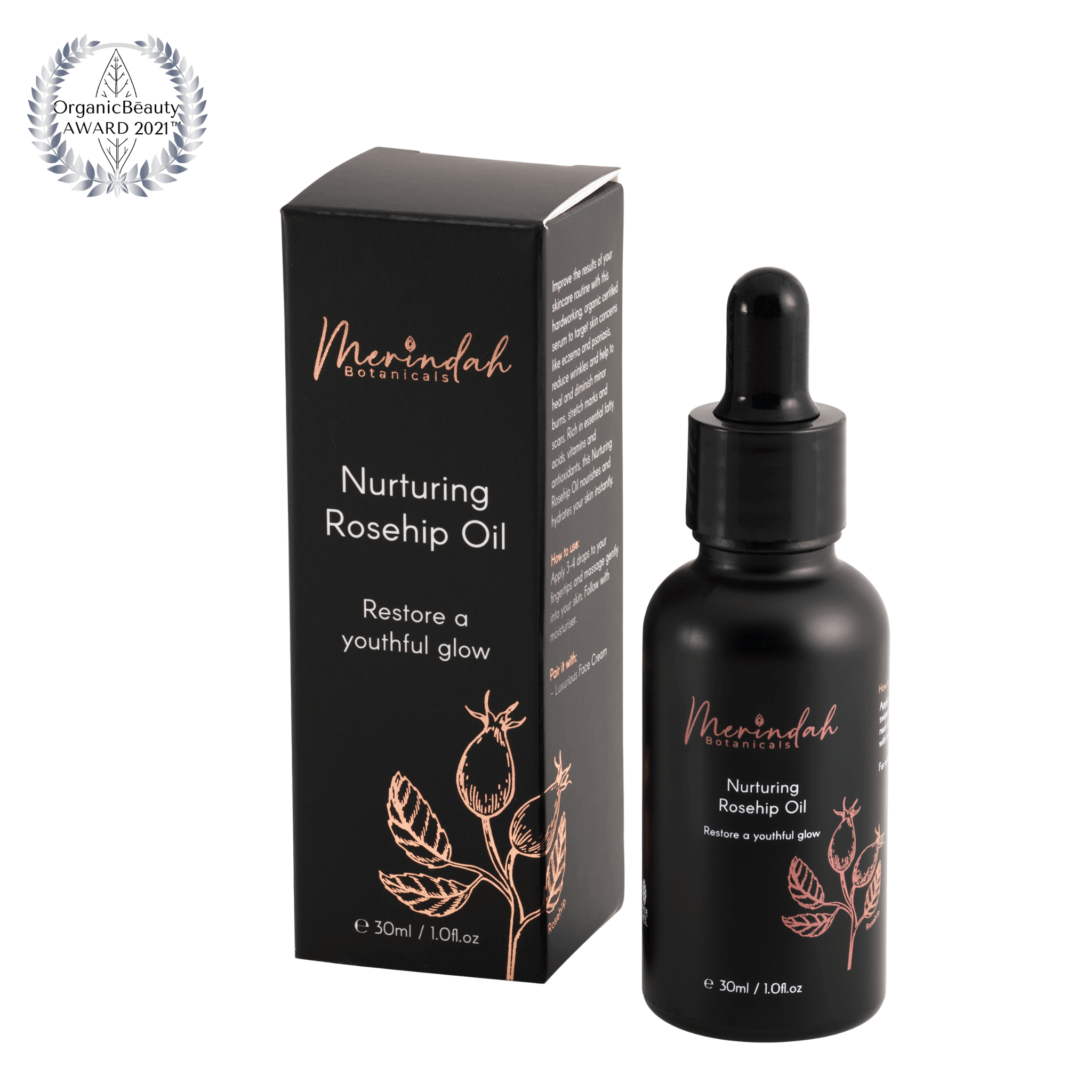 Merindah Botanicans Nurturing Rosehip Oil Olio Viso Bio