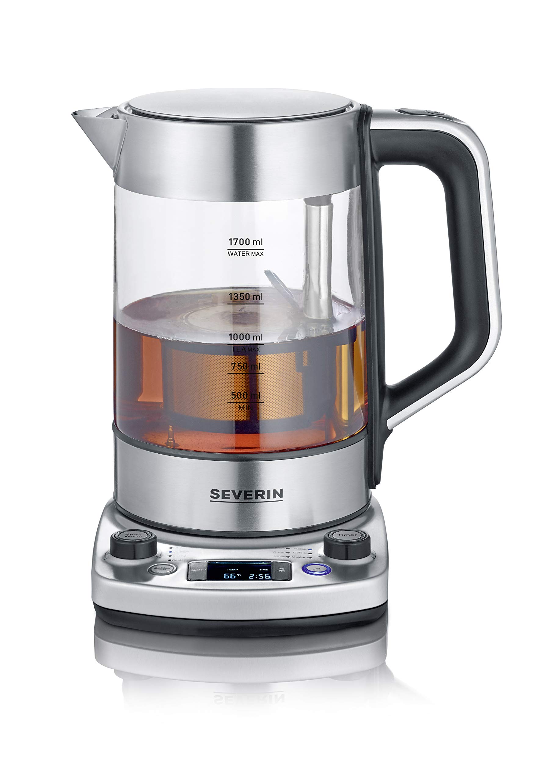 Severin WK3422 bollitore tè 1,7L inox vetro infusore