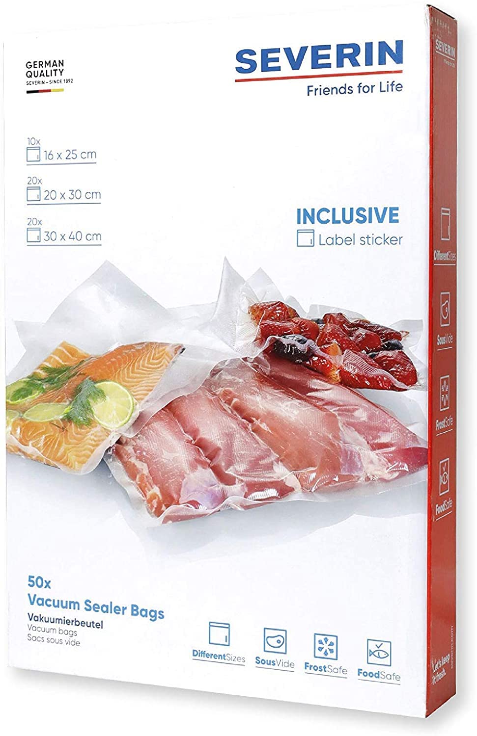 Severin ZB 3625 sacchetti sottovuoto 50 pezzi sous-vide con adesivi