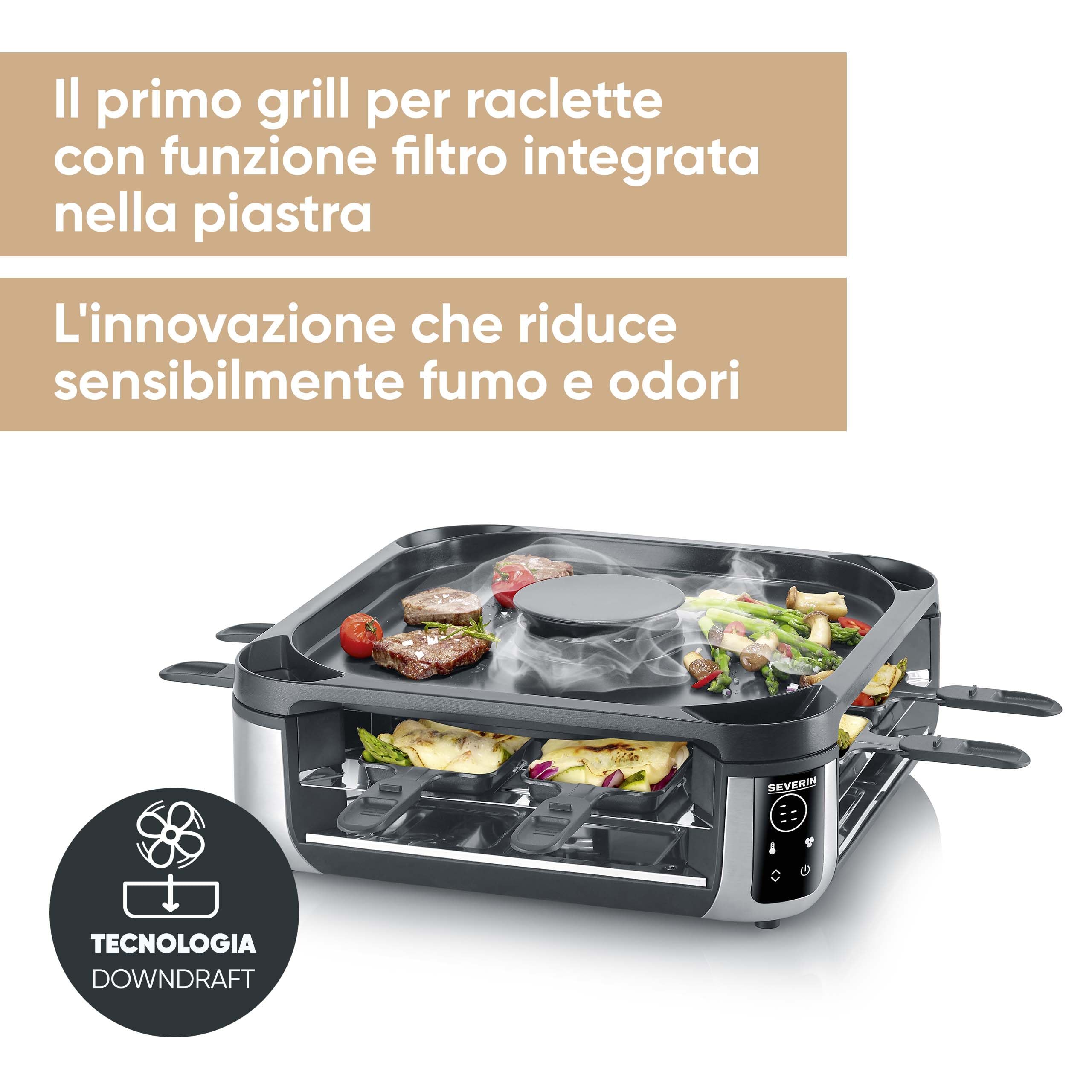 Severin RG 2350 raclette grill 8 padelline 1900W senza fumo