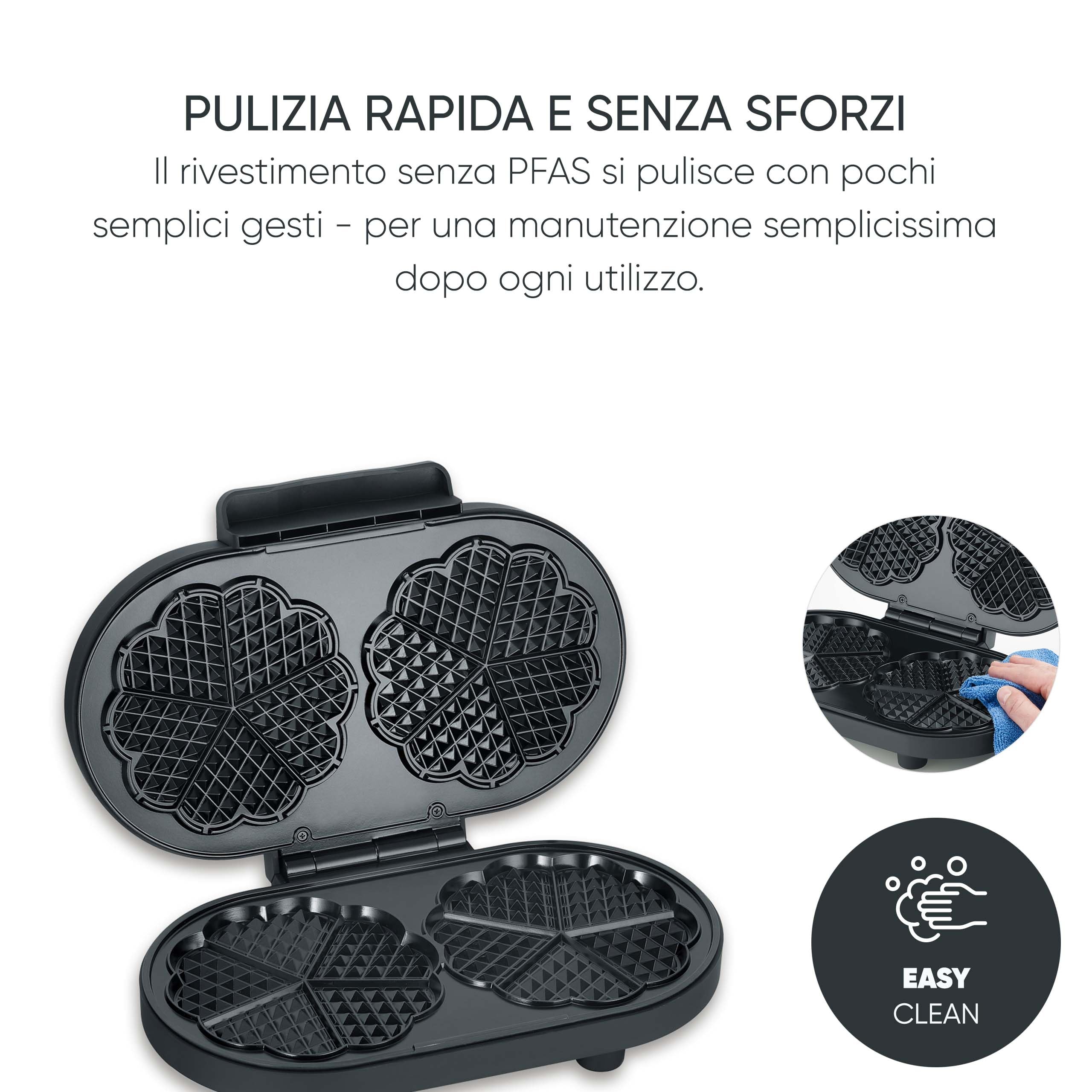 Severin WA 2119 Piastra Waffle Design 2 Cialde Nero