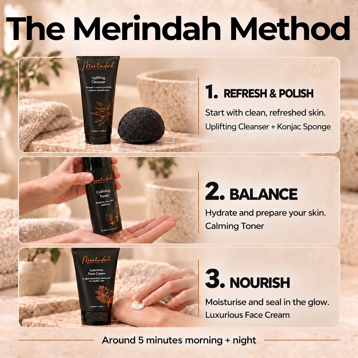 Merindah Skincare Go to Glow set viso 3 step pelle secca sensibile