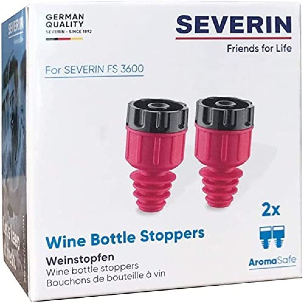 SEVERIN tappo vino sottovuoto plastica rosso nero 2 pezzi